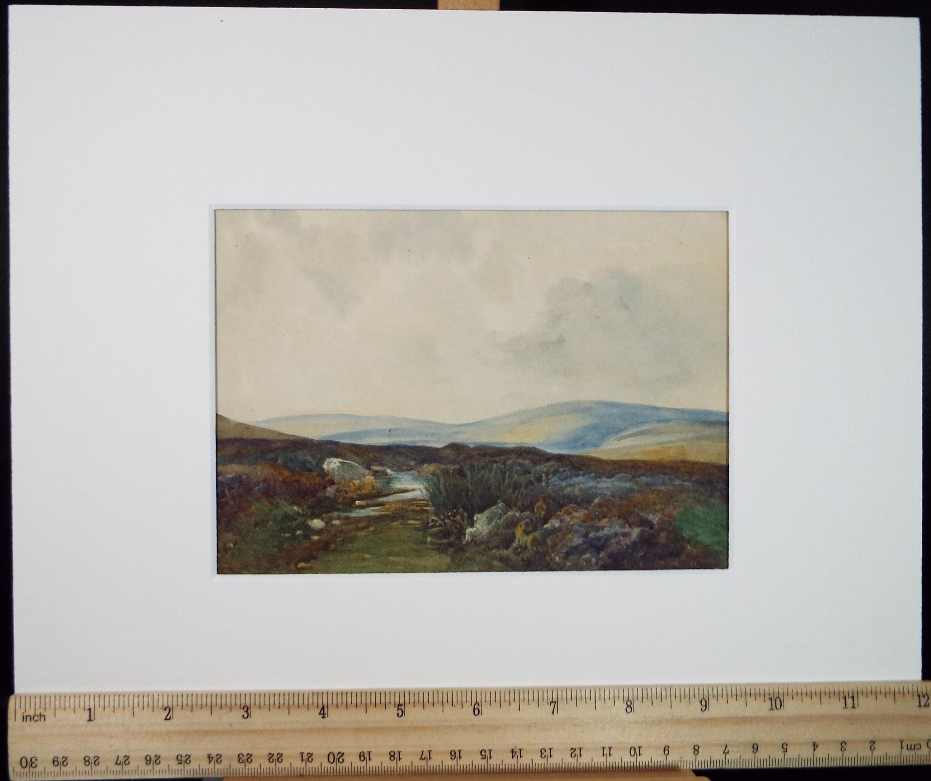 Original Watercolour , 'Moorland Landscape', circa 1890, Artist Unknown