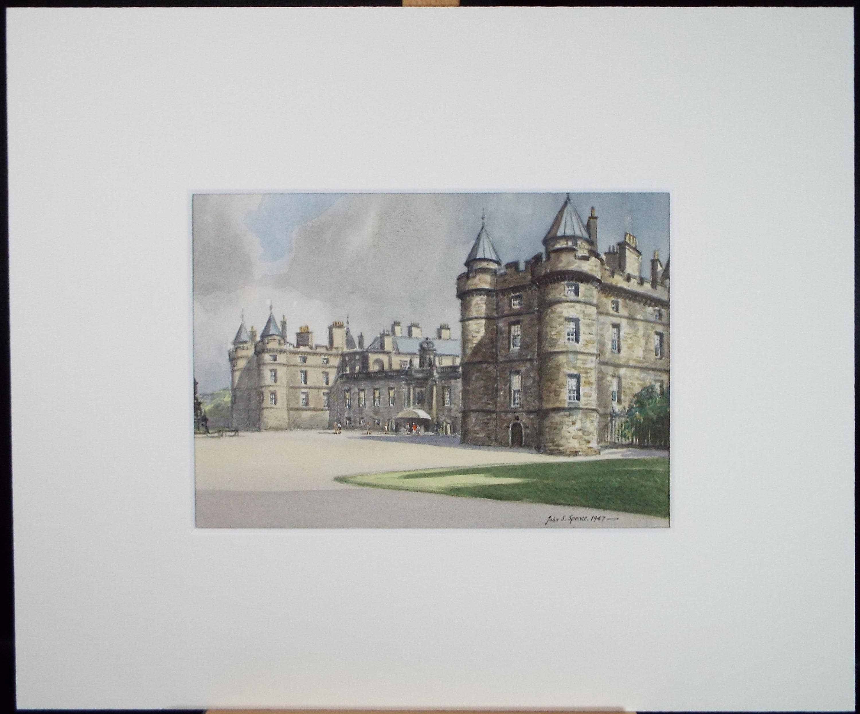 Original Watercolour ,'The Palace of Holyrood House', John S. Spence, Dated 1947