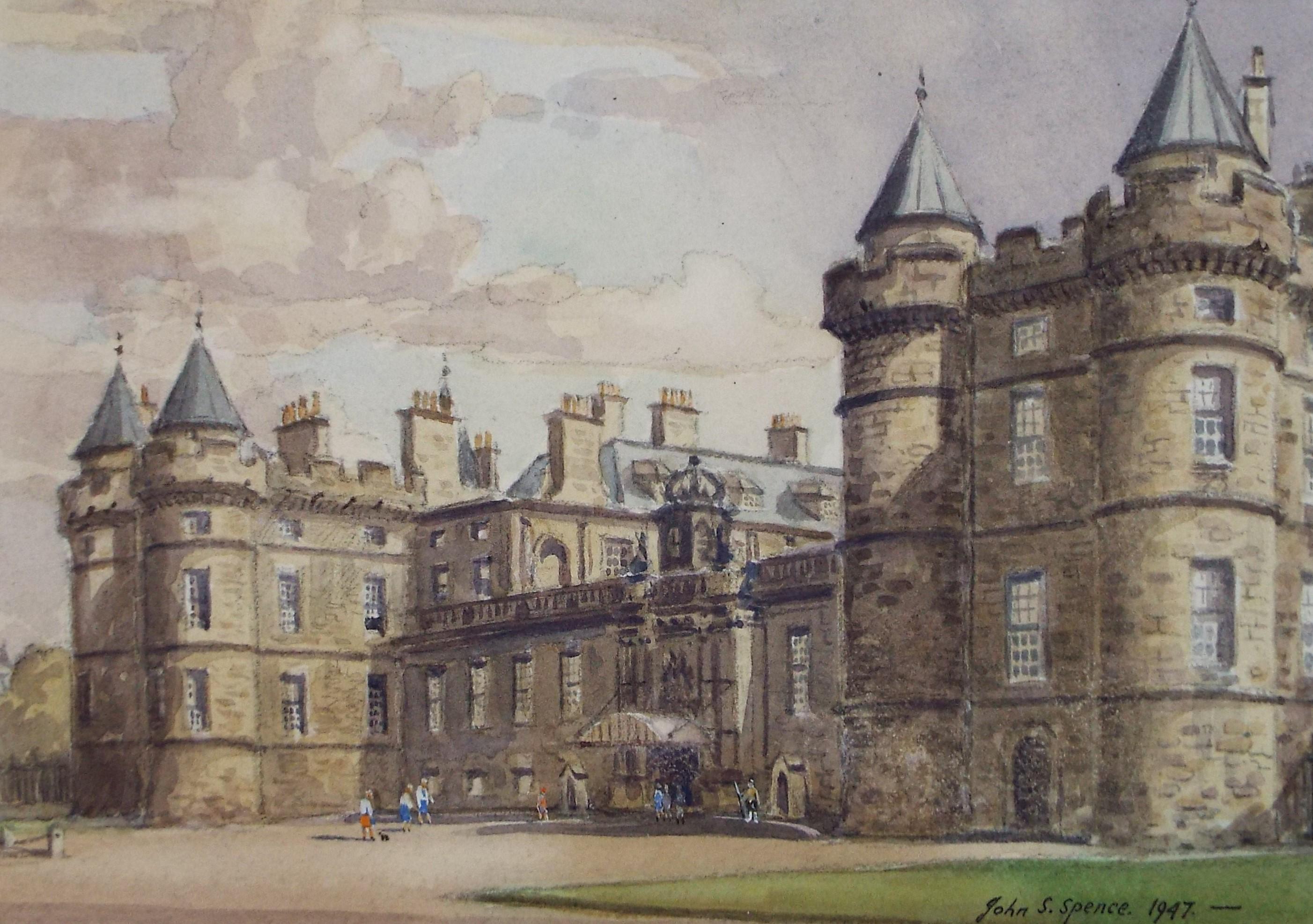 Original Watercolour ,'The Palace of Holyrood House', John S. Spence, Dated 1947