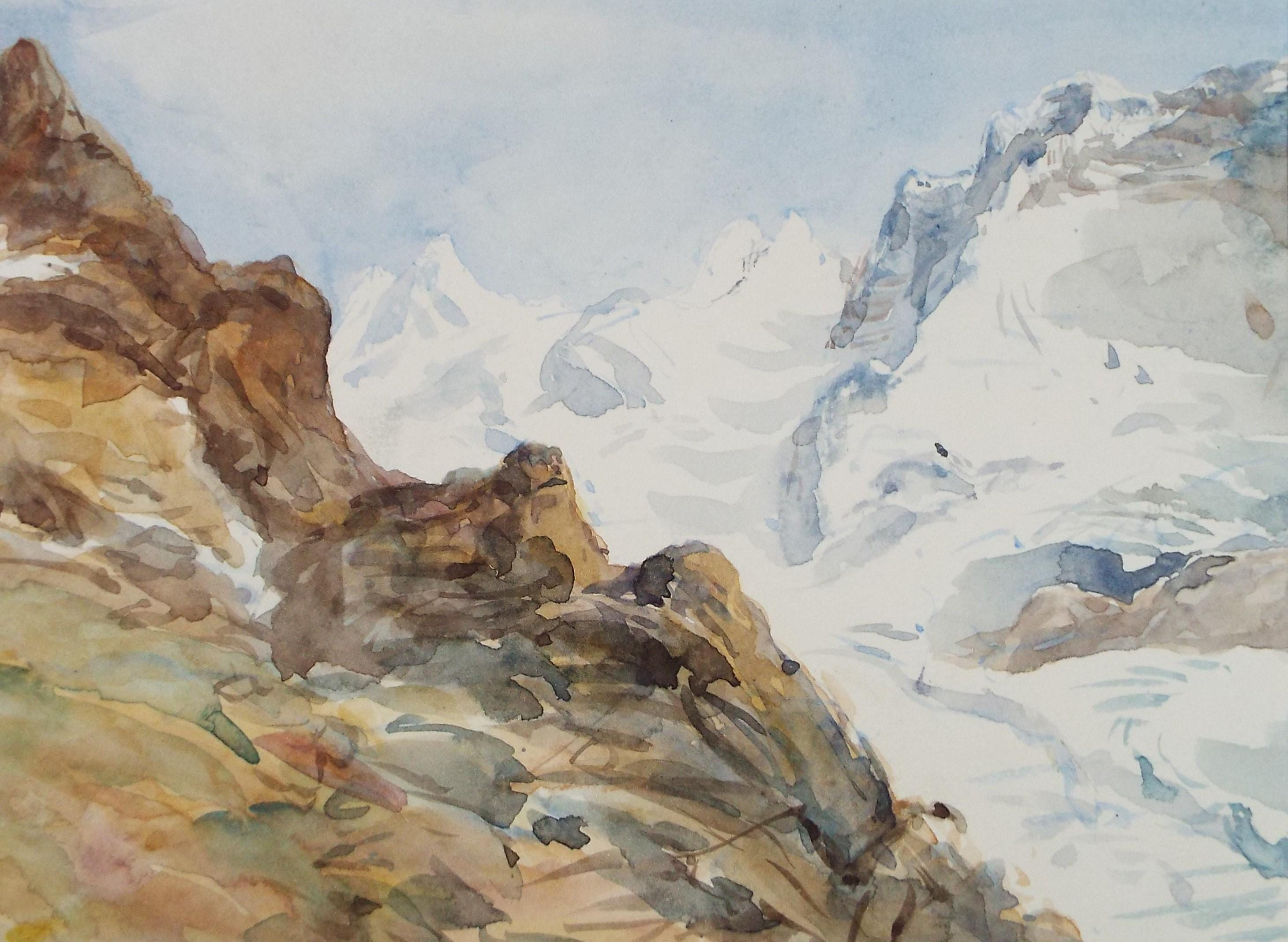 Original Watercolour, 'The Rifflehorn', Artist Unknown, circa 1920's