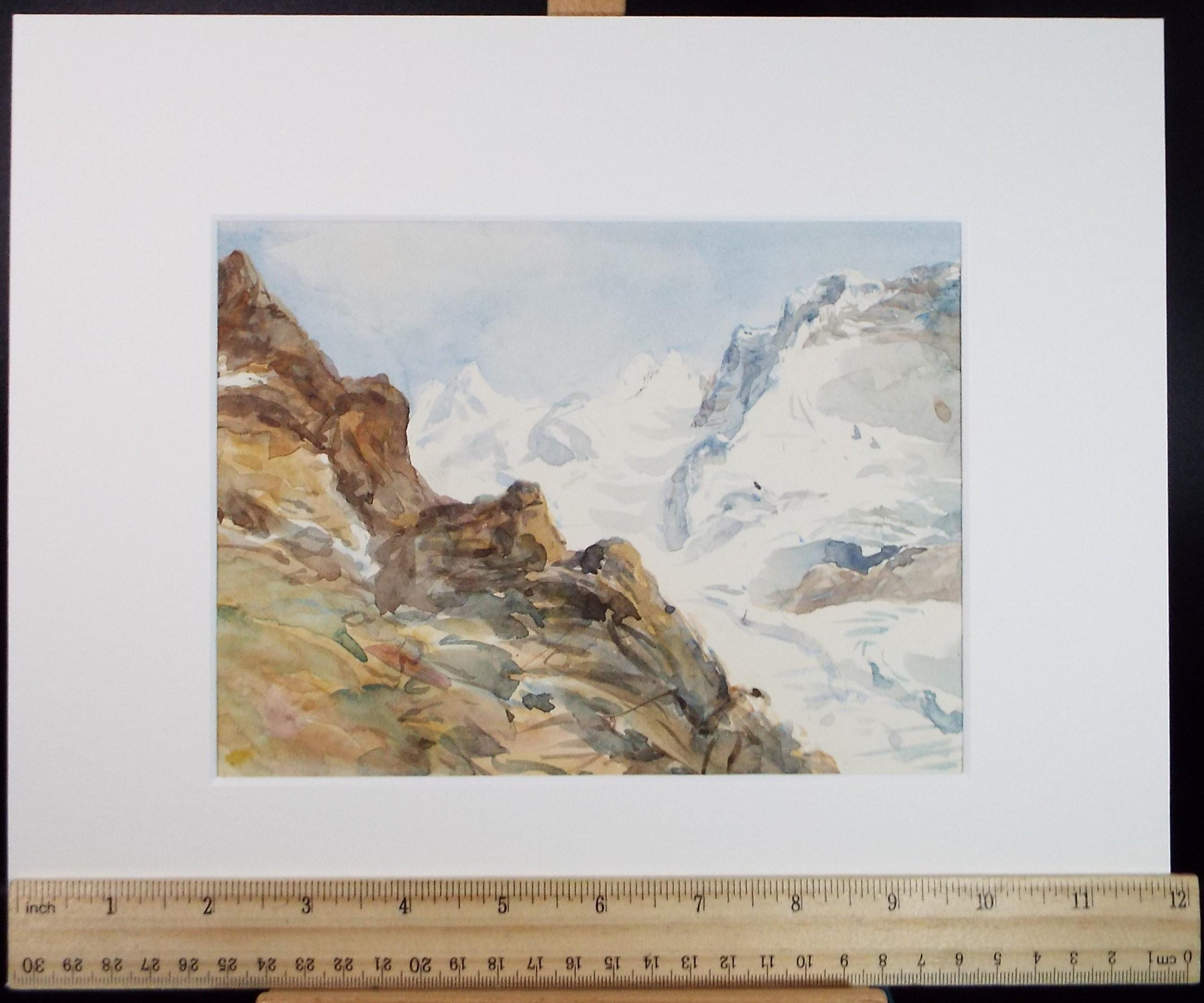 Original Watercolour, 'The Rifflehorn', Artist Unknown, circa 1920's