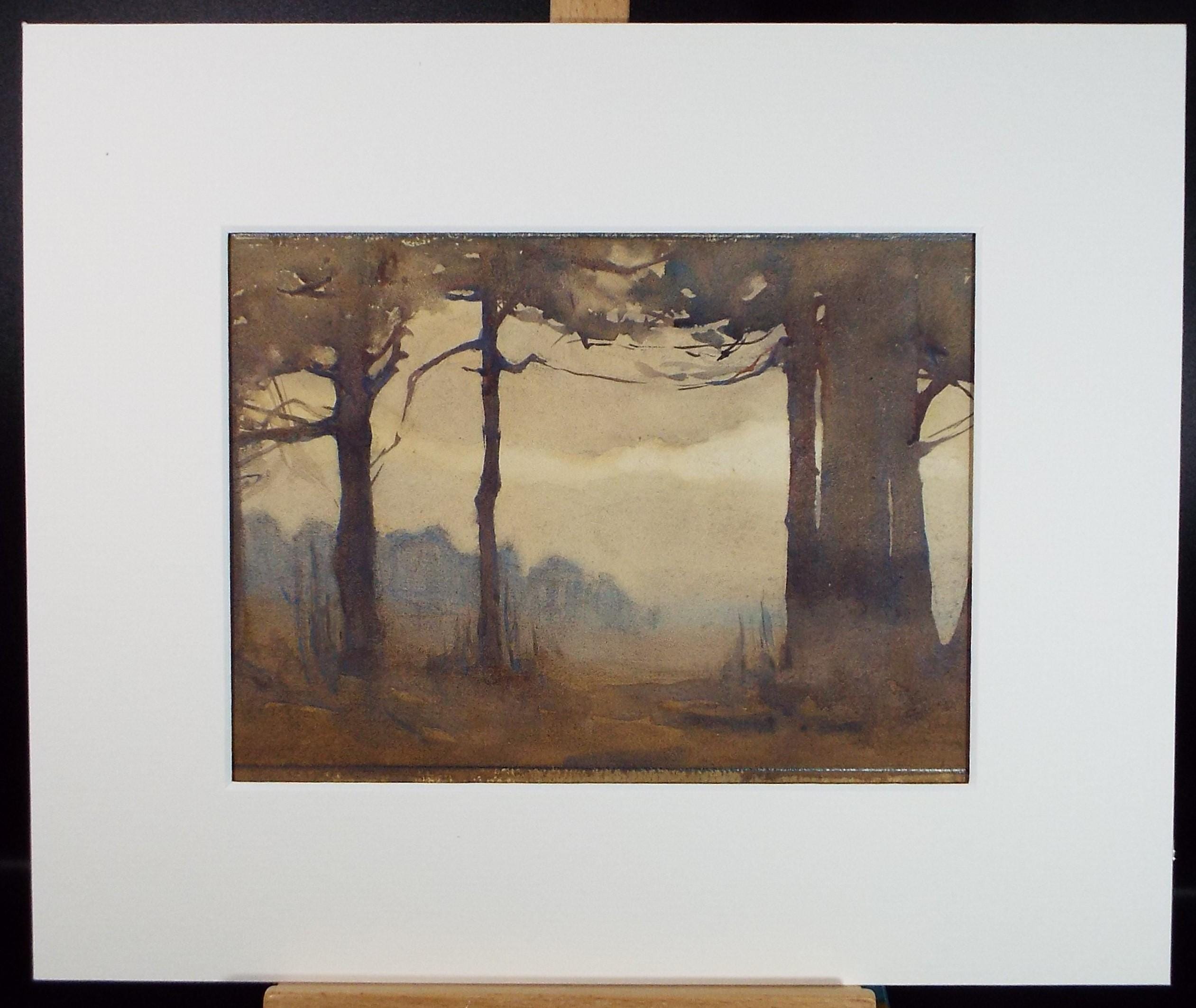 Original Watercolour on Paper, 'Misty Woodland', early 20th Century, Artist Unknown