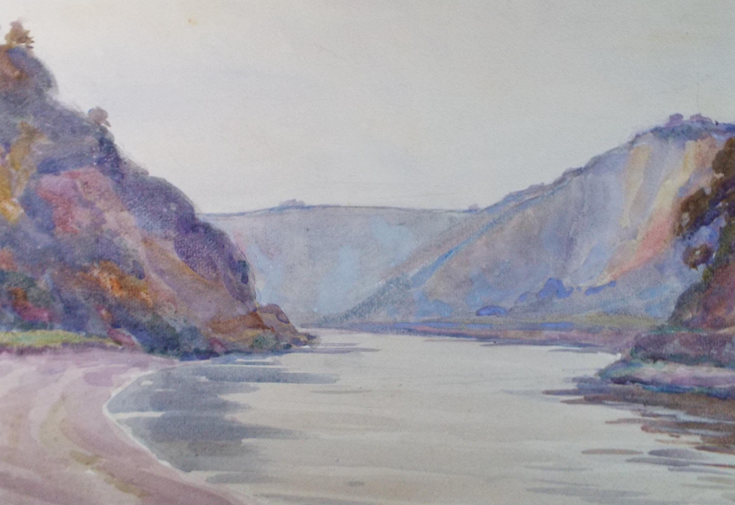 Original Watercolour, 'River Valley', Circa 1920's, Artist Unknown