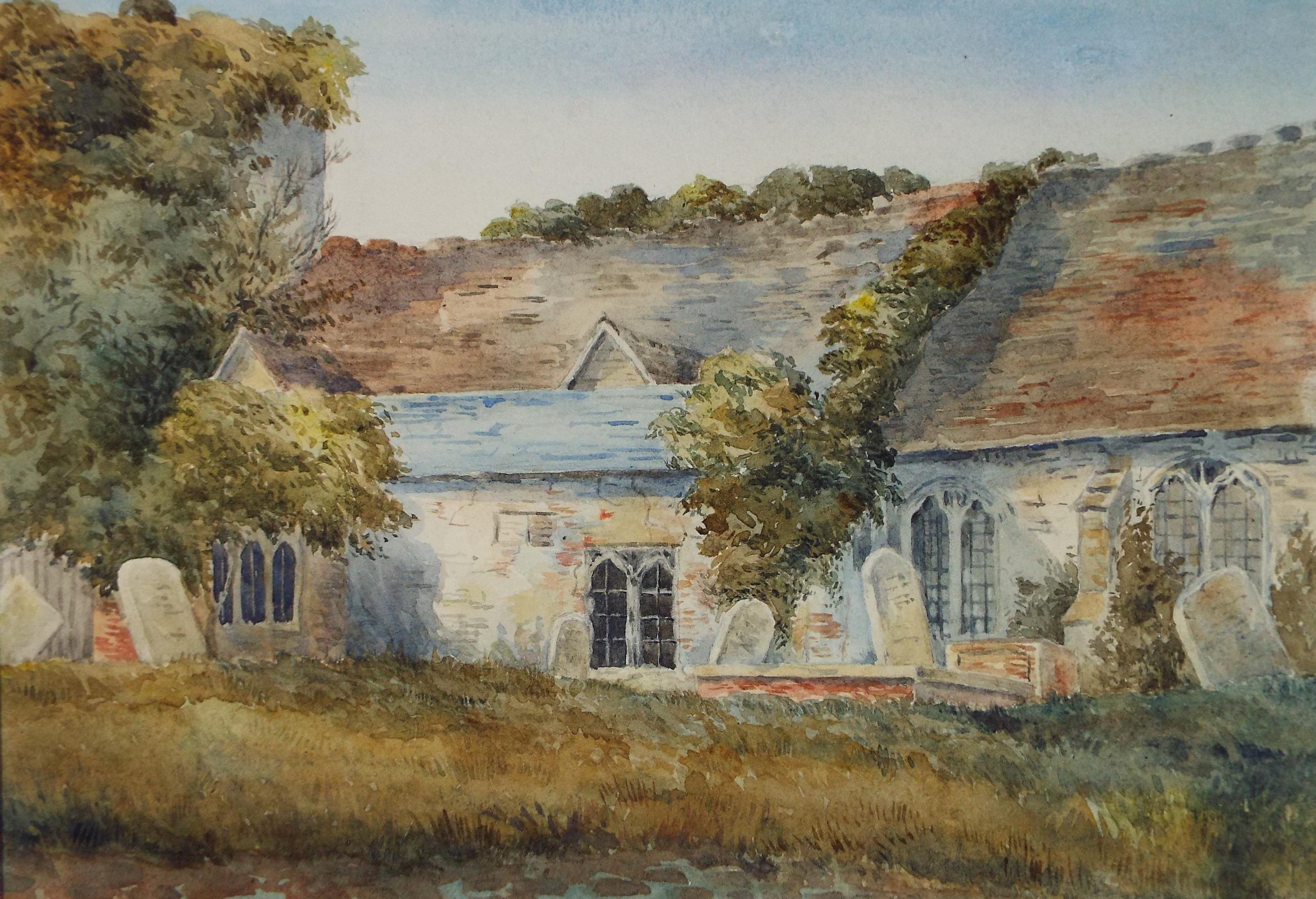 Original Watercolour , 'Ruined Church', Late 19th Century, artist unknown