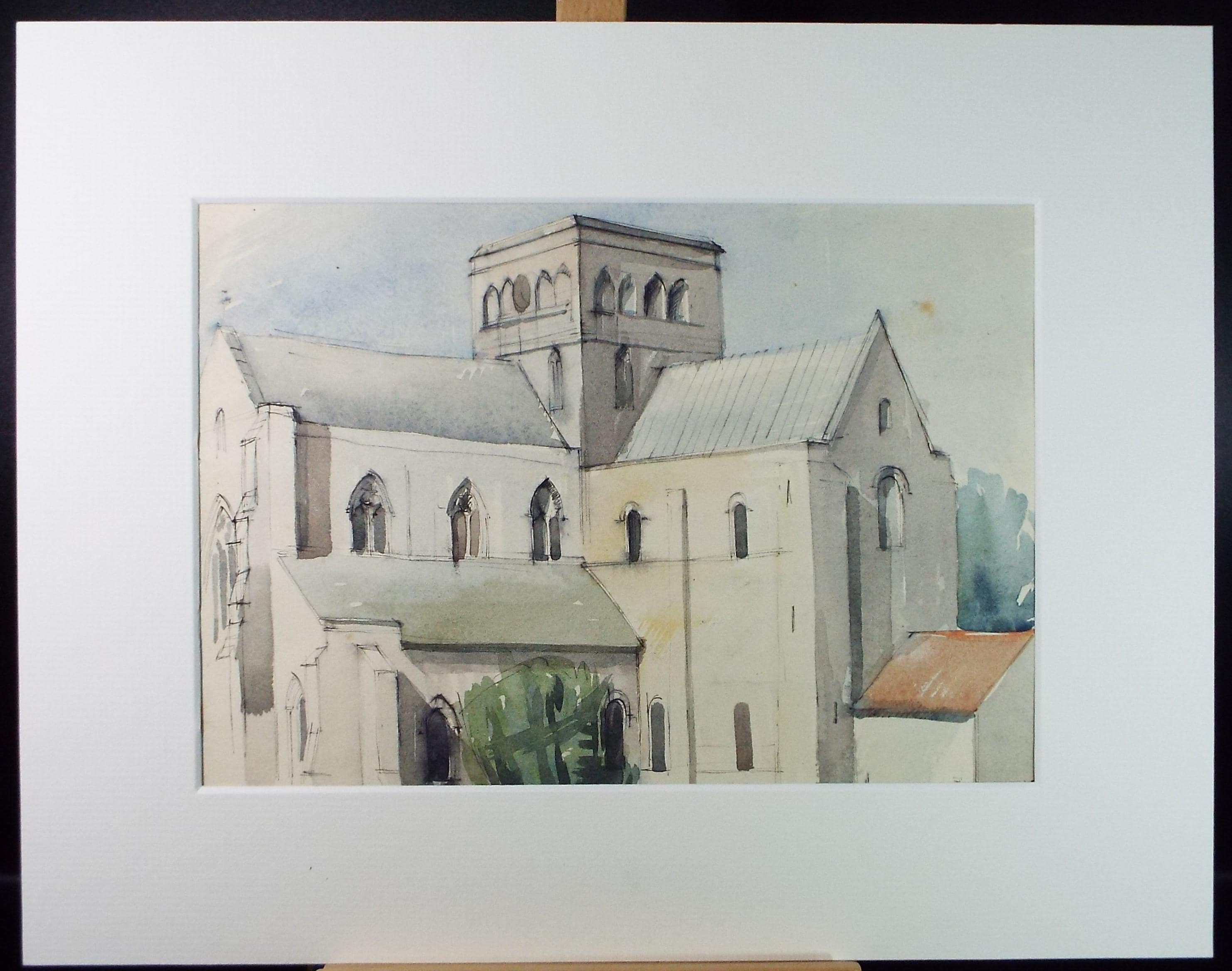 Original Watercolour, 'St Cross Church, Winchester, c1950's, Artist Unknown