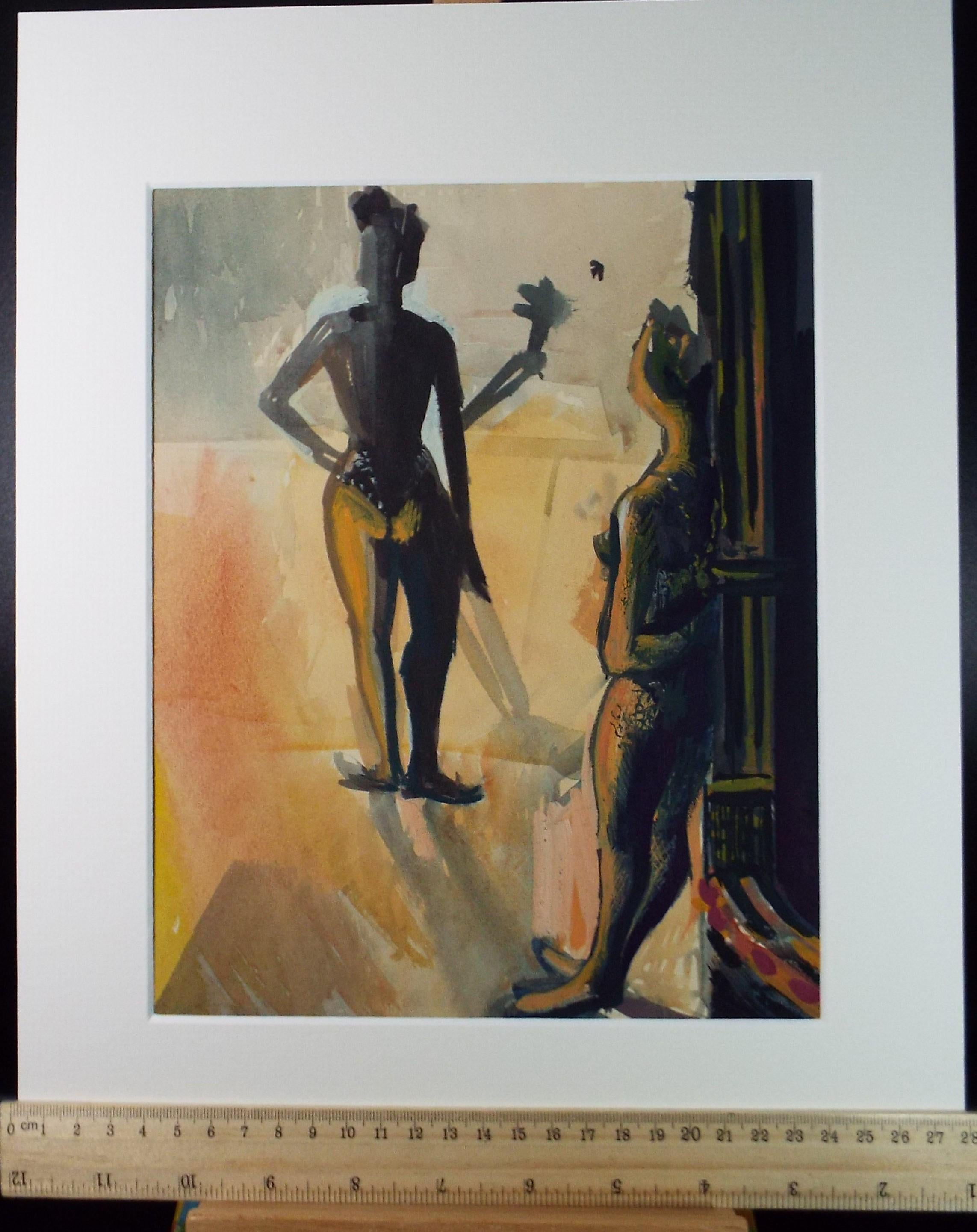 Original Watercolour, 'Figures in the Wings', Artist Unknown, circa 1950's