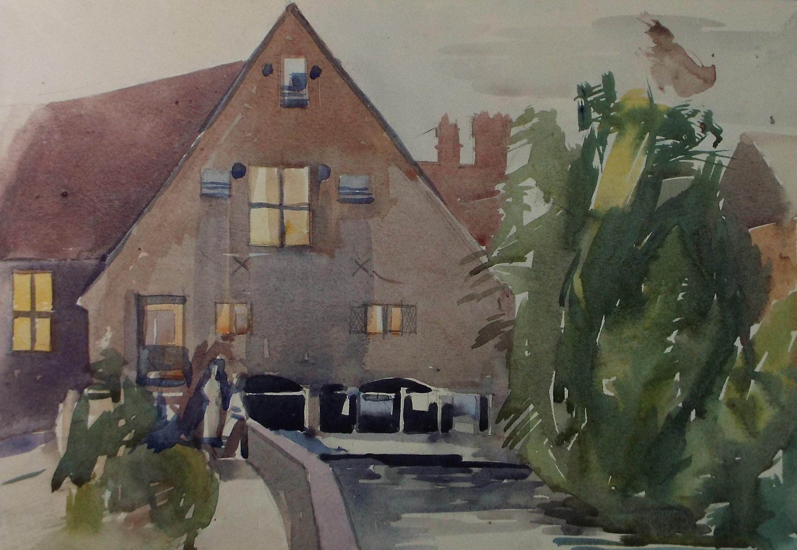 Original Watercolour, 'Winchester Youth Hostel', Circa 1950's, artist Unknown