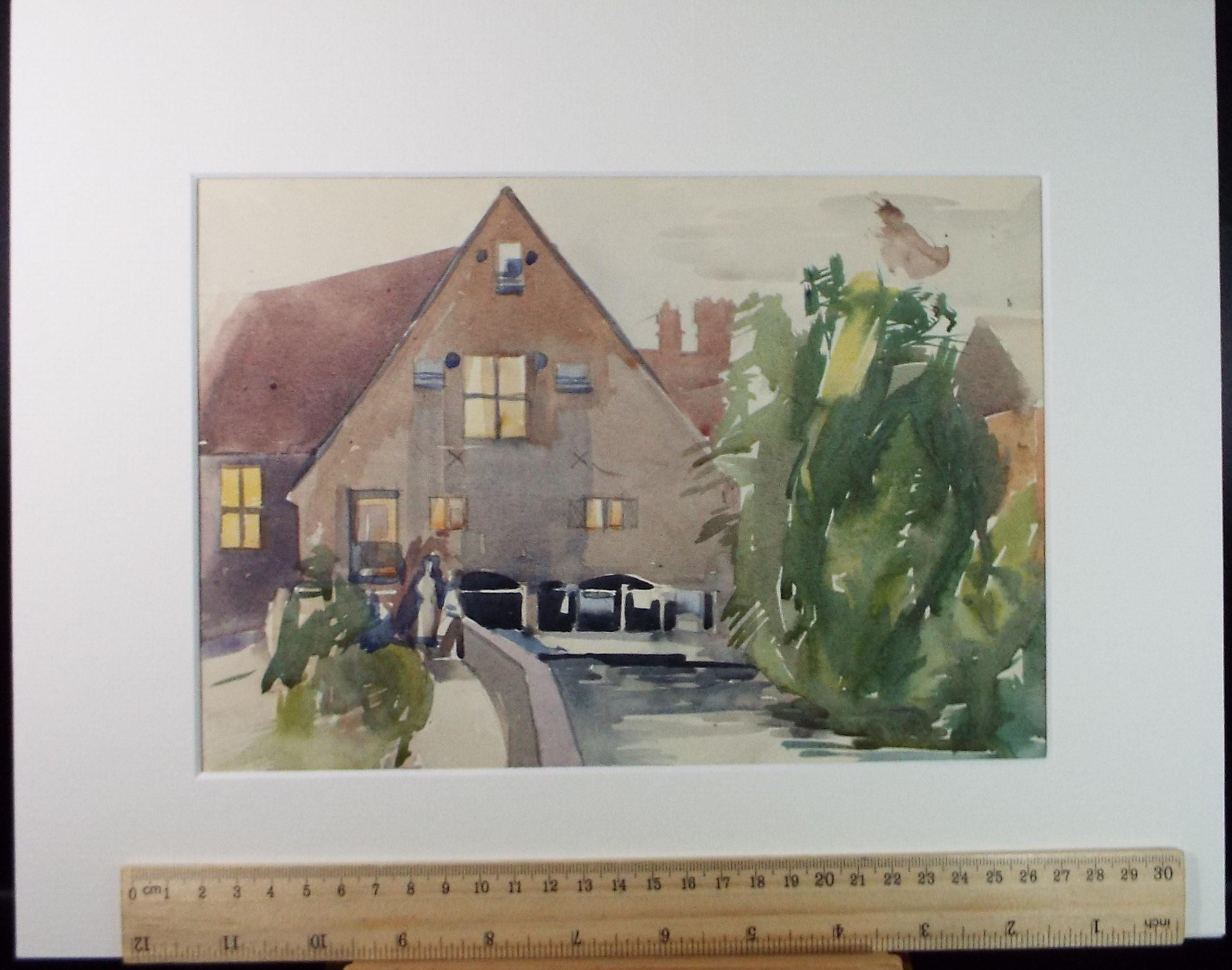 Original Watercolour, 'Winchester Youth Hostel', Circa 1950's, artist Unknown