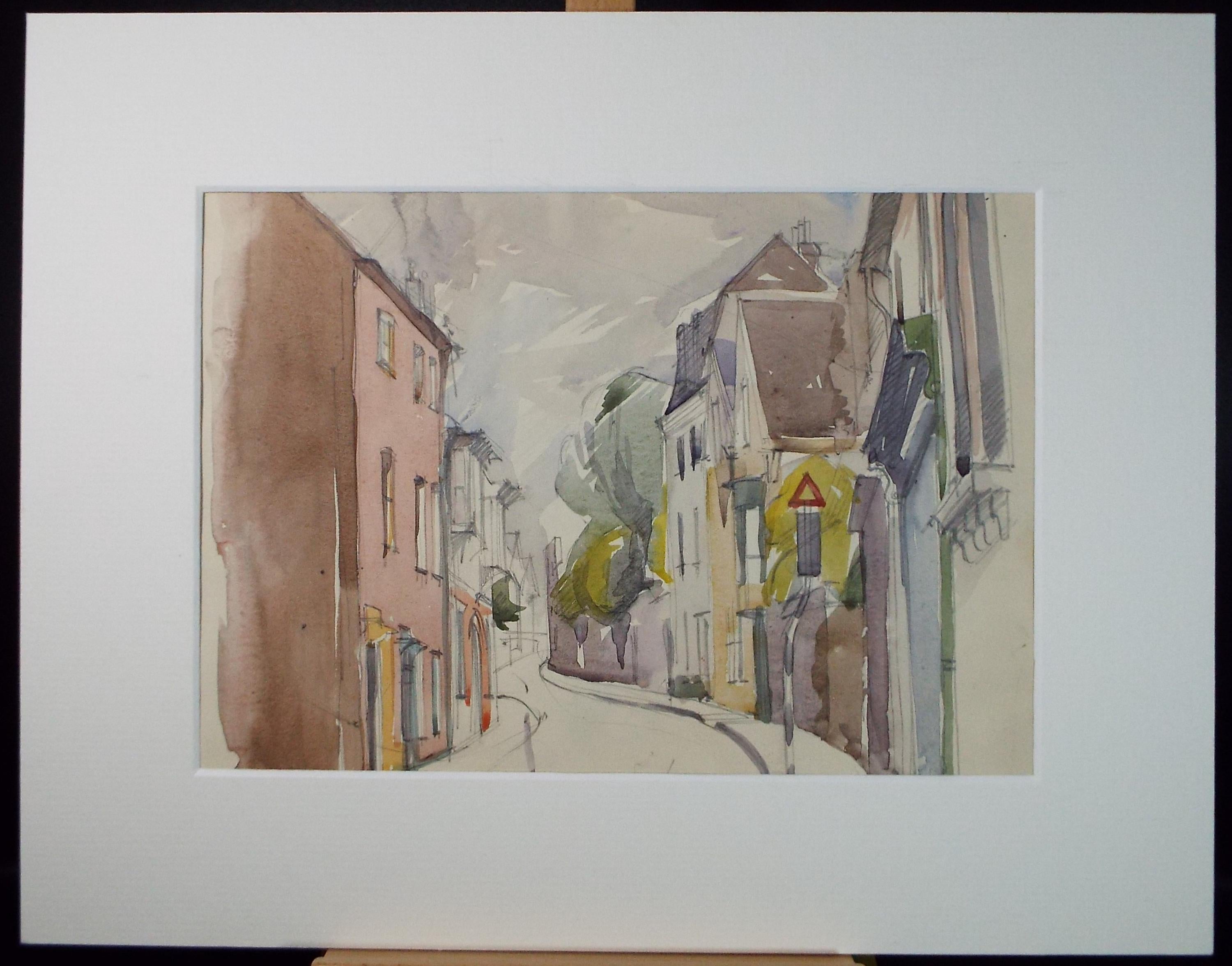 Original Watercolour, 'Street Scene', Circa 1950's, artist Unknown