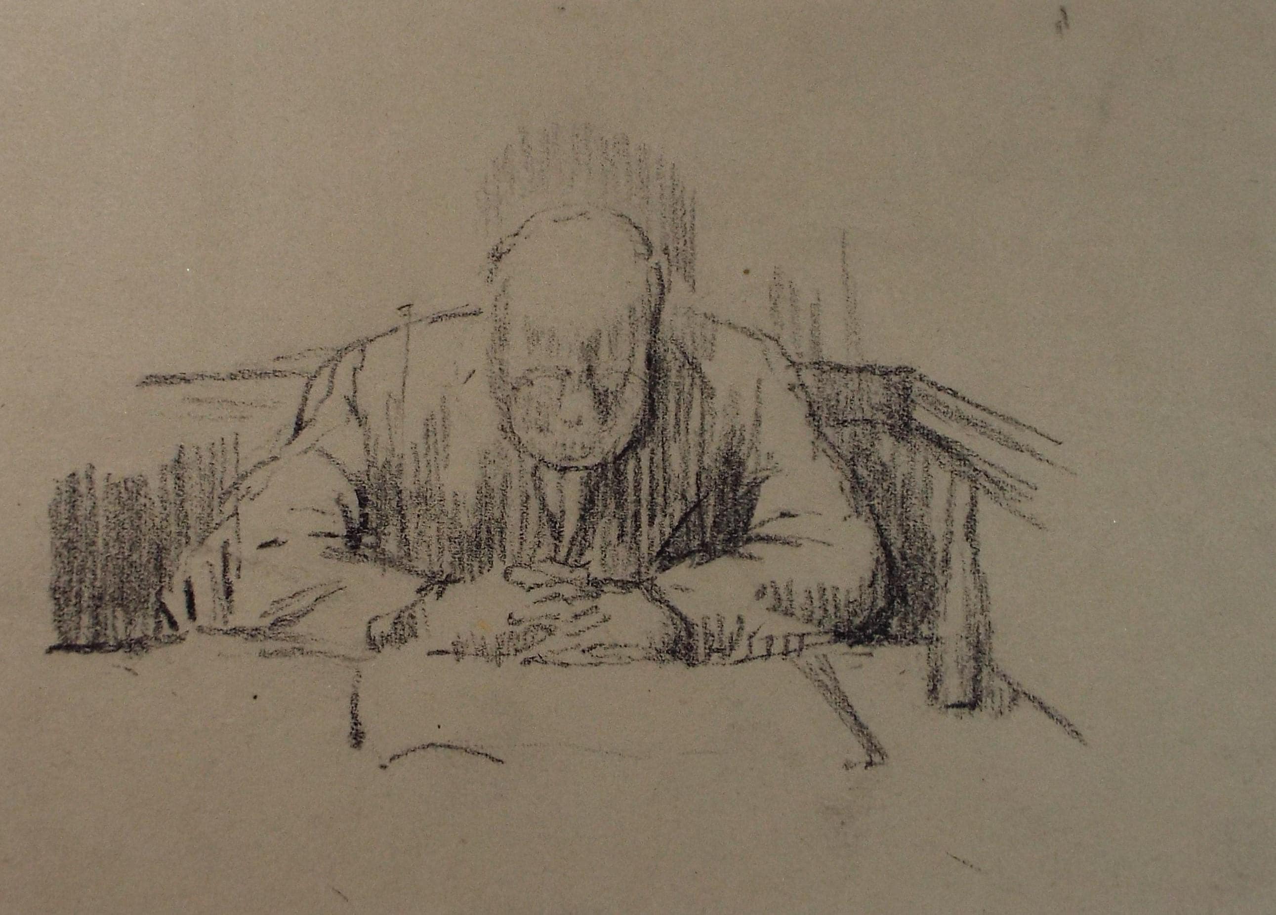 Original Pastel Sketch,'Reading the Menu', Artist Unknown, 1950's