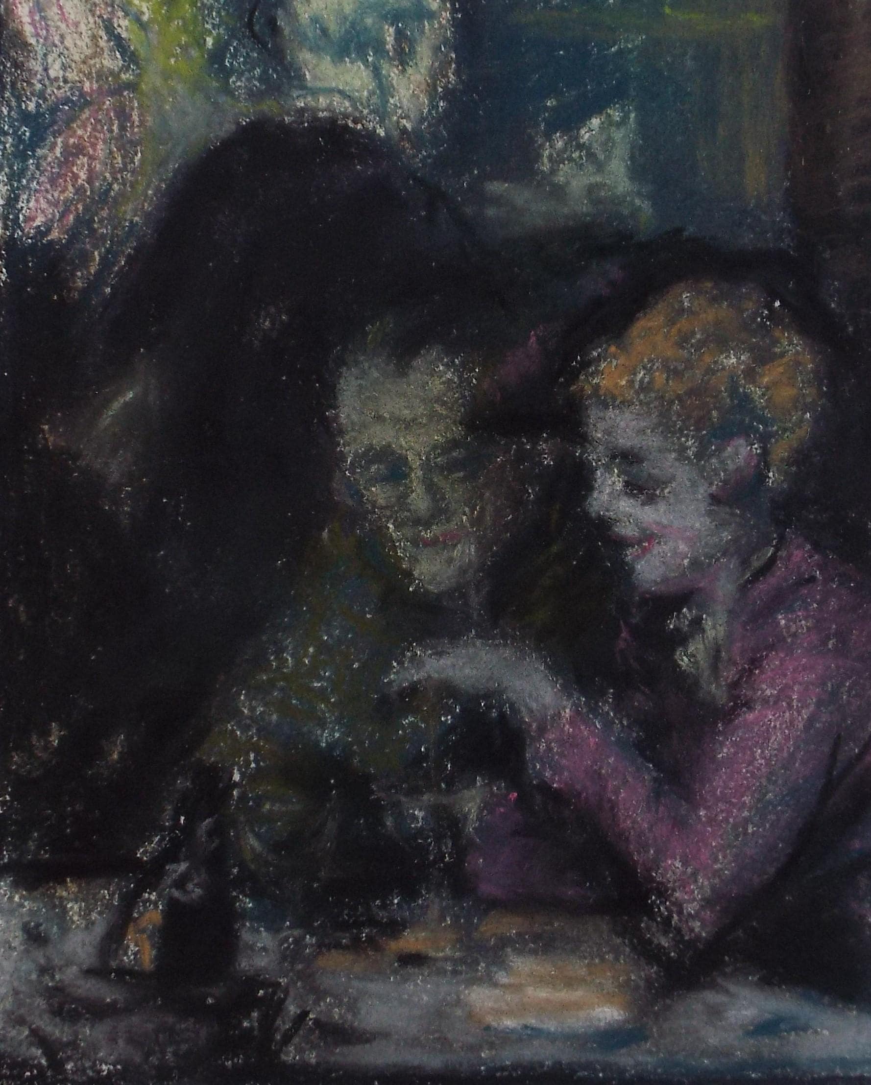 Original Pastel on Paper, 'The Conversation (after Degas)', Artist Unknown, Circa 1960's