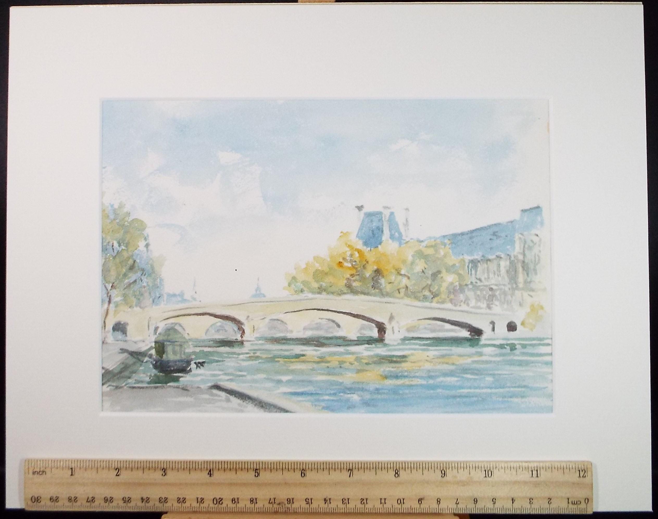 Original Watercolour, 'Pont Royale', Circa 1950's, Artist Unknown