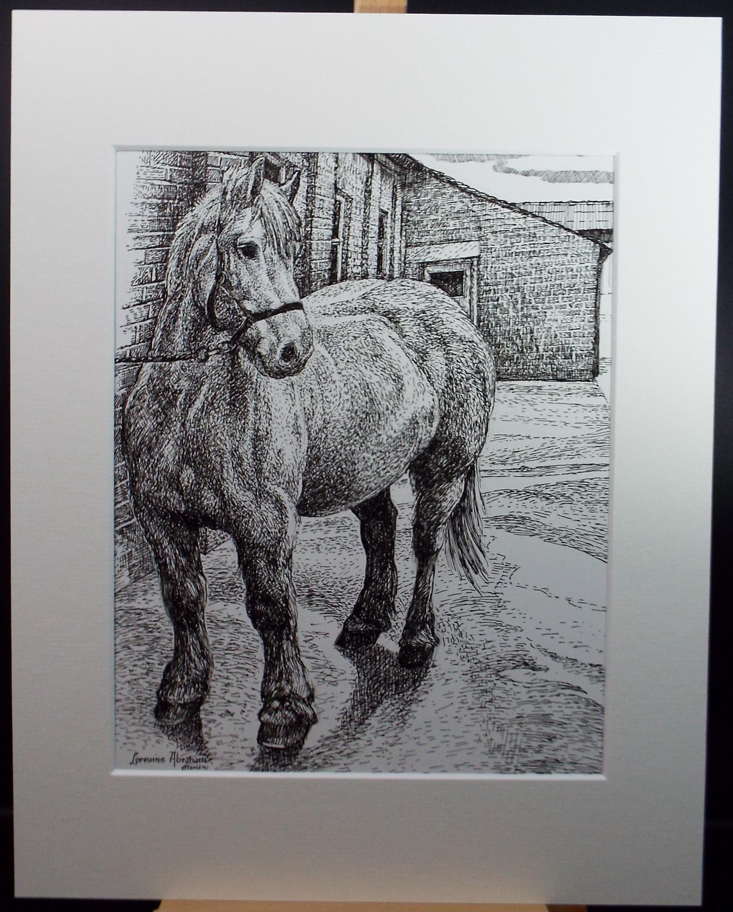 Original Scraperboard & ink drawing, 'Merlin awaiting the Groom', Lorraine Abraham RSMA (1941-2023), Circa 1990's