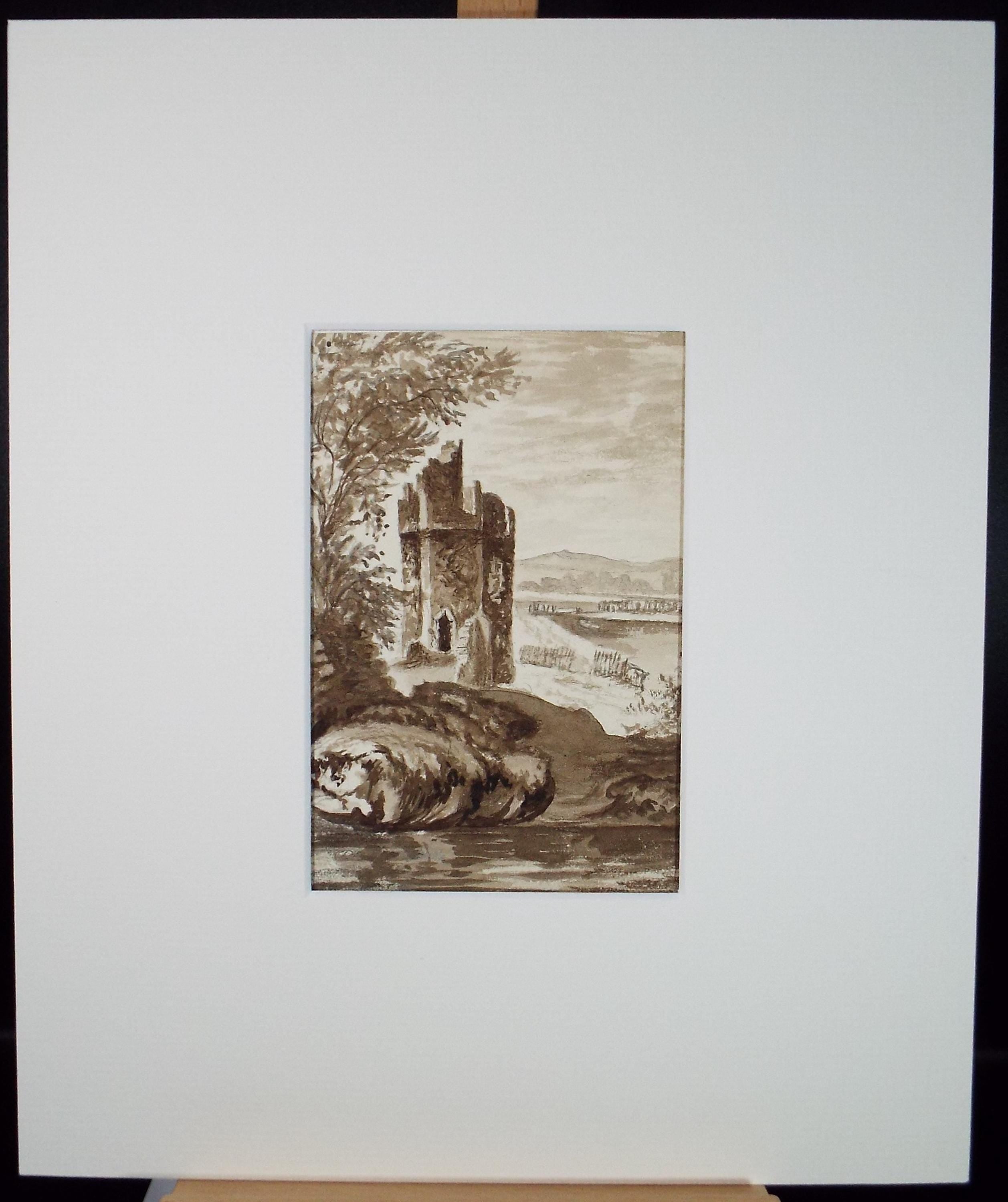 Original Watercolour , 'Ruined Tower', Late 19th Century, Artist Unknown