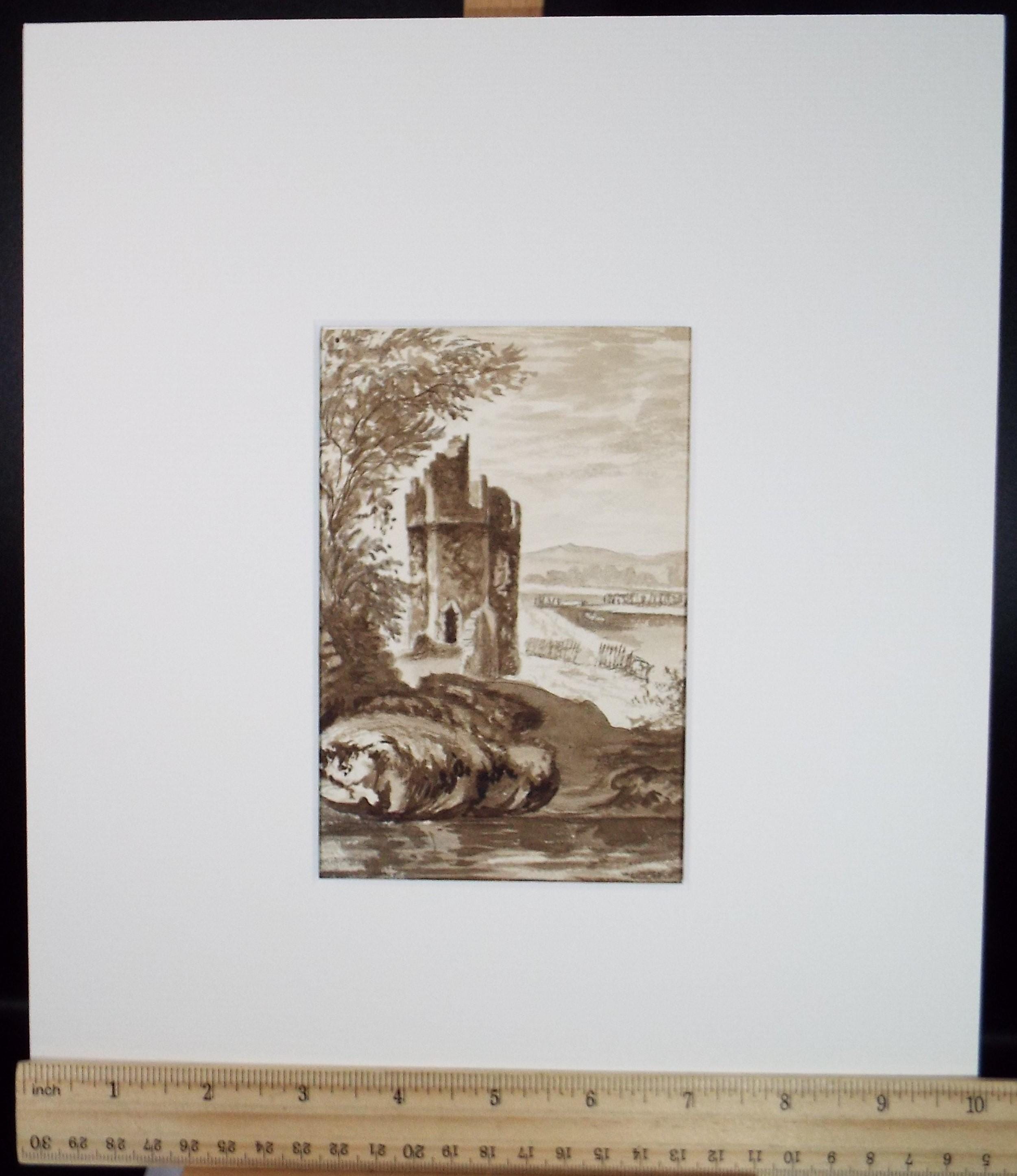 Original Watercolour , 'Ruined Tower', Late 19th Century, Artist Unknown