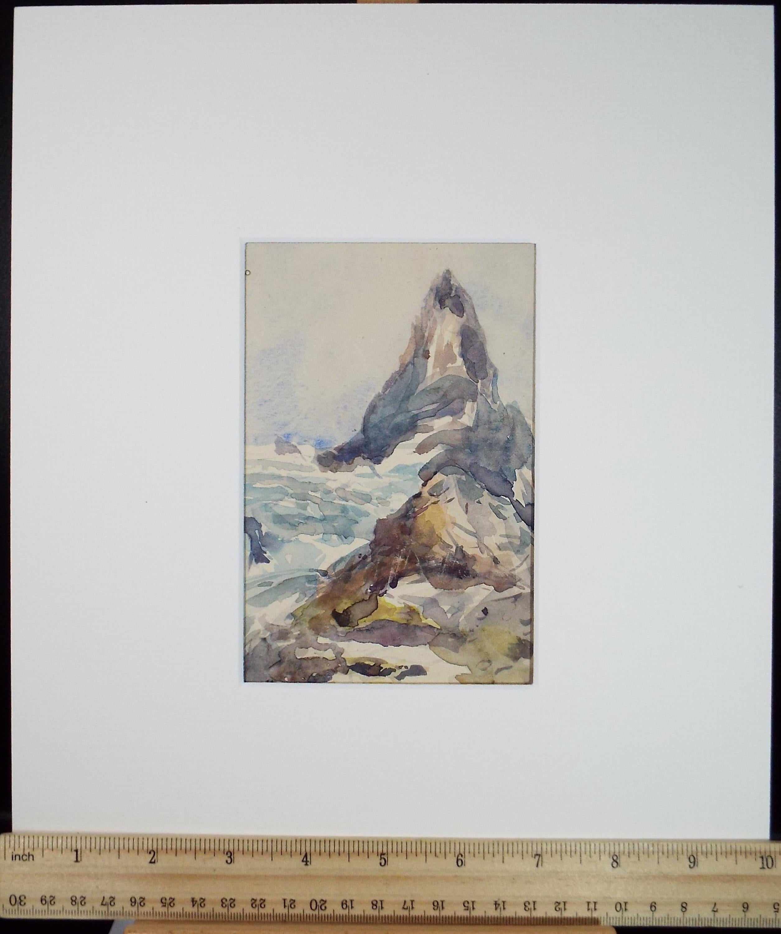 Original Watercolour, 'Mountain Peak', Artist Unknown, circa 1890