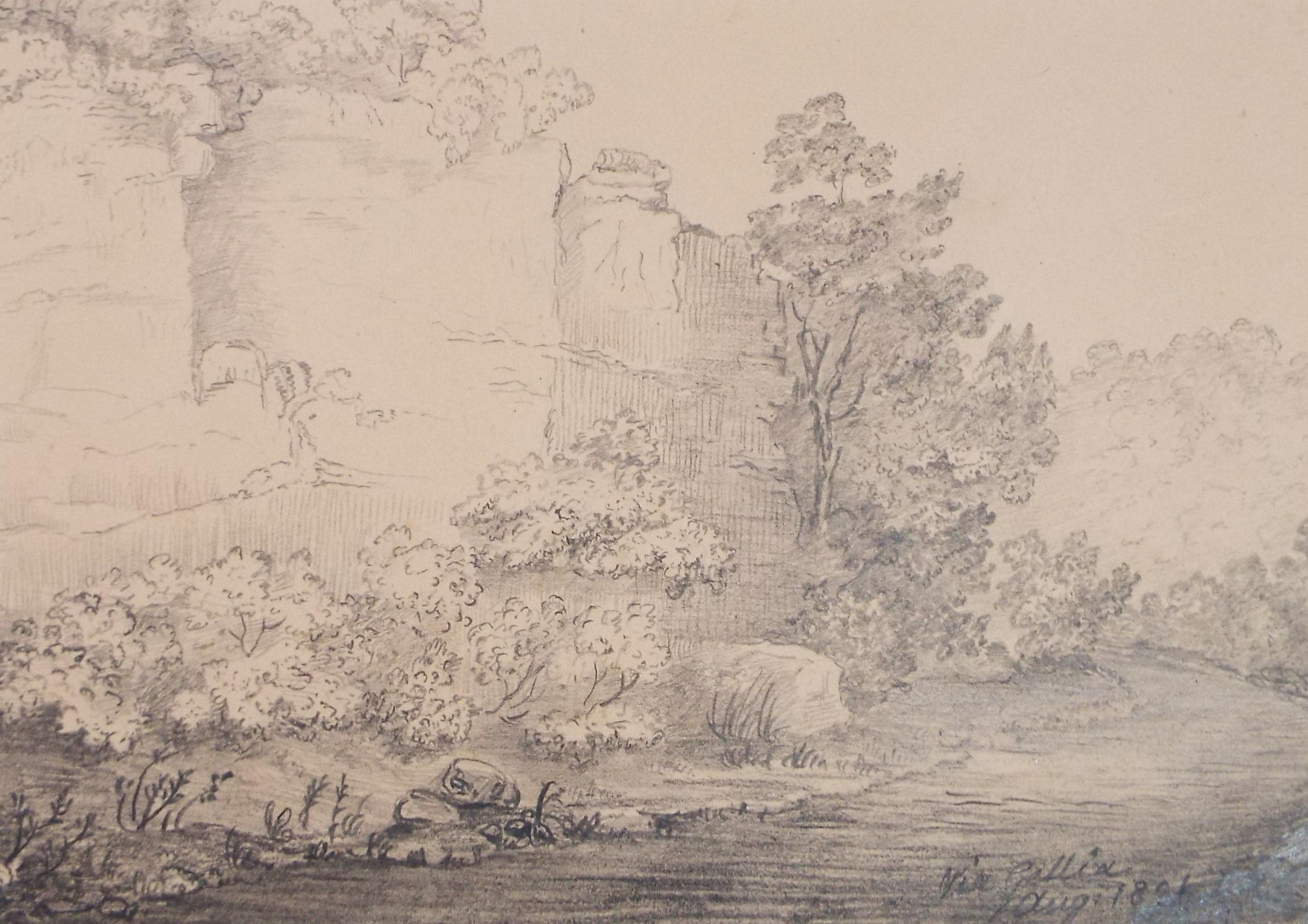 Original Pencil Drawing, 'Via Gallia', Dated 1831, artist unknown