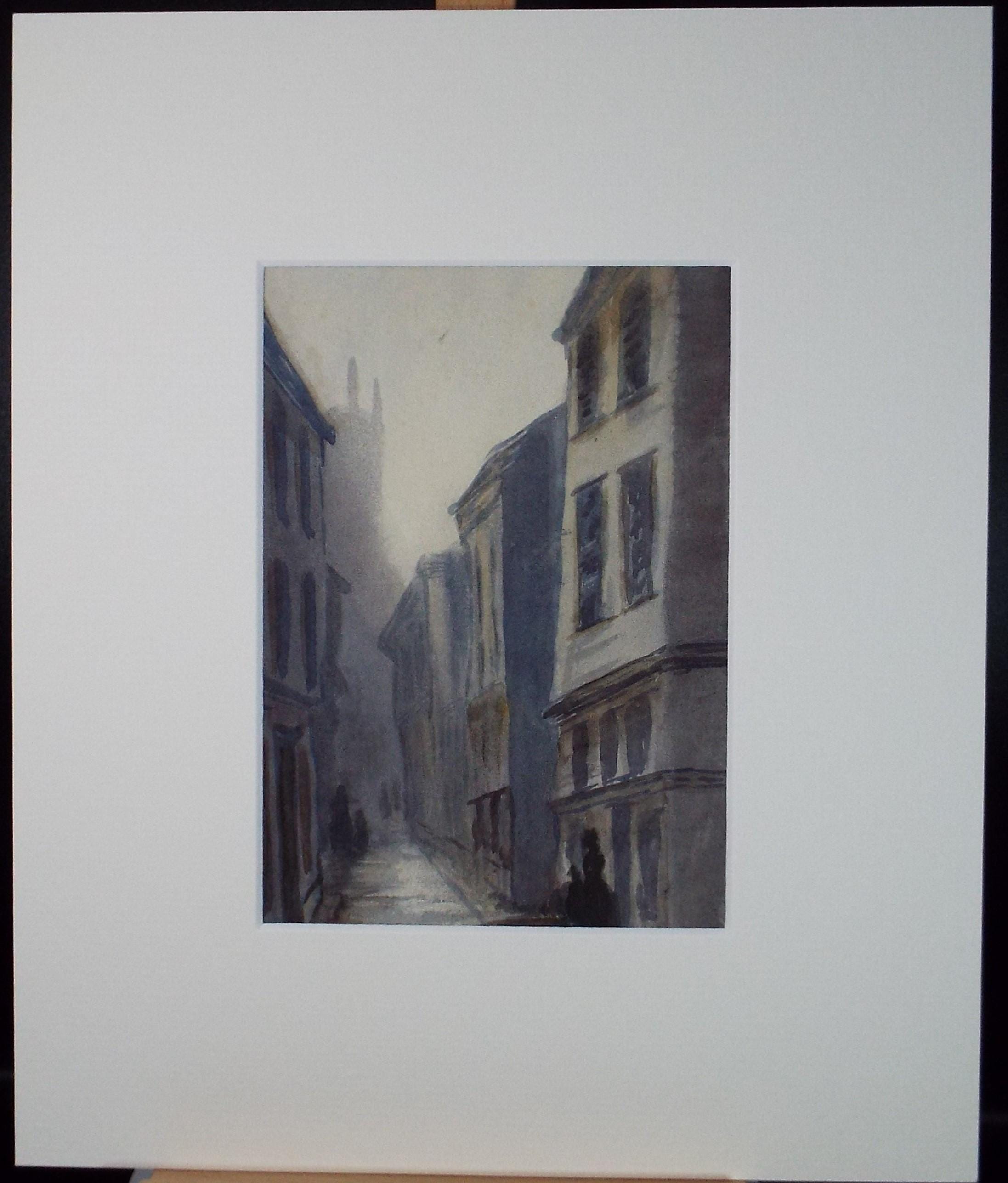 Original Watercolour, 'Foss Street, Dartmouth', Dated 1892, Artist Unknown