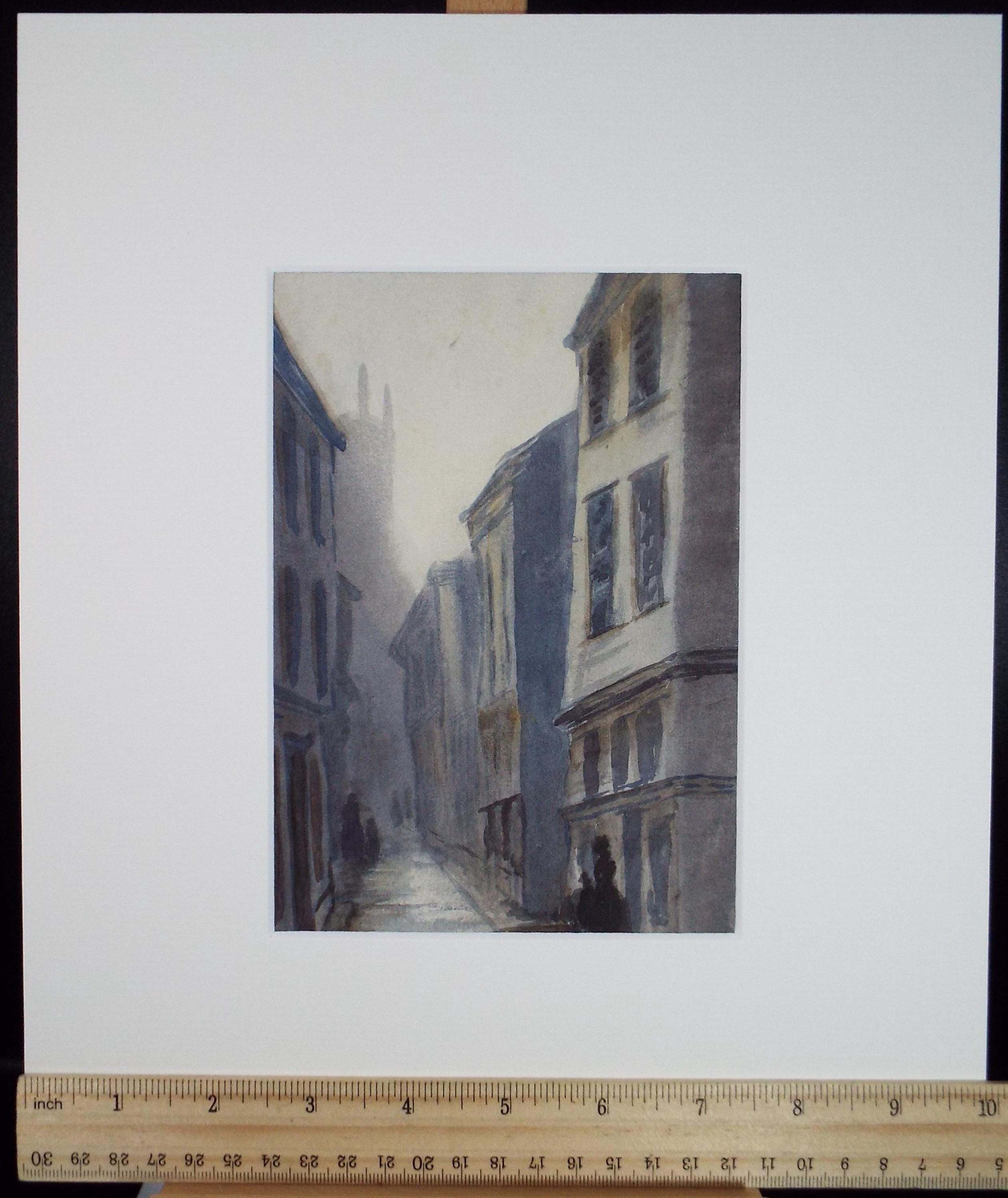 Original Watercolour, 'Foss Street, Dartmouth', Dated 1892, Artist Unknown