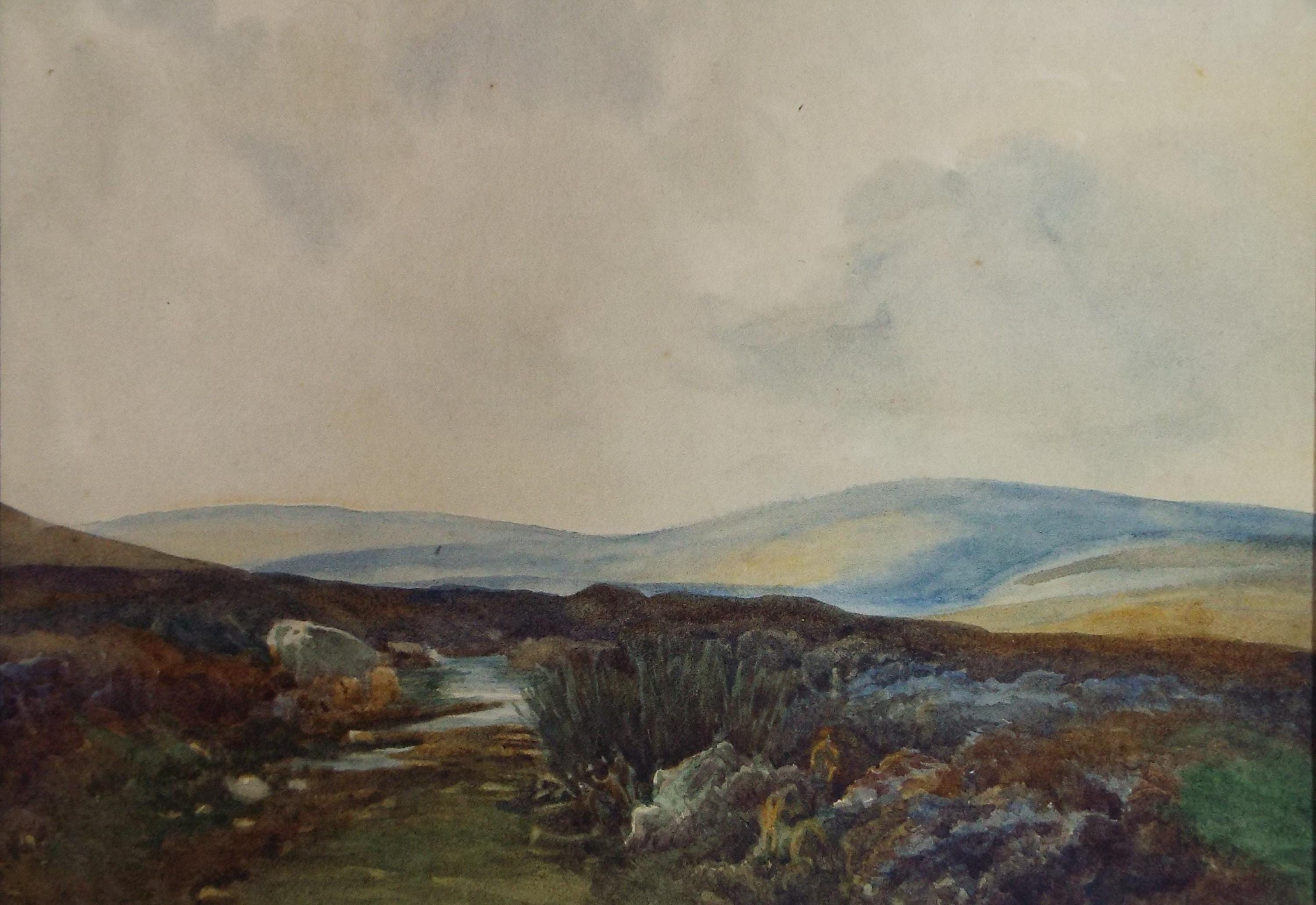 Original Watercolour , 'Moorland Landscape', circa 1890, Artist Unknown