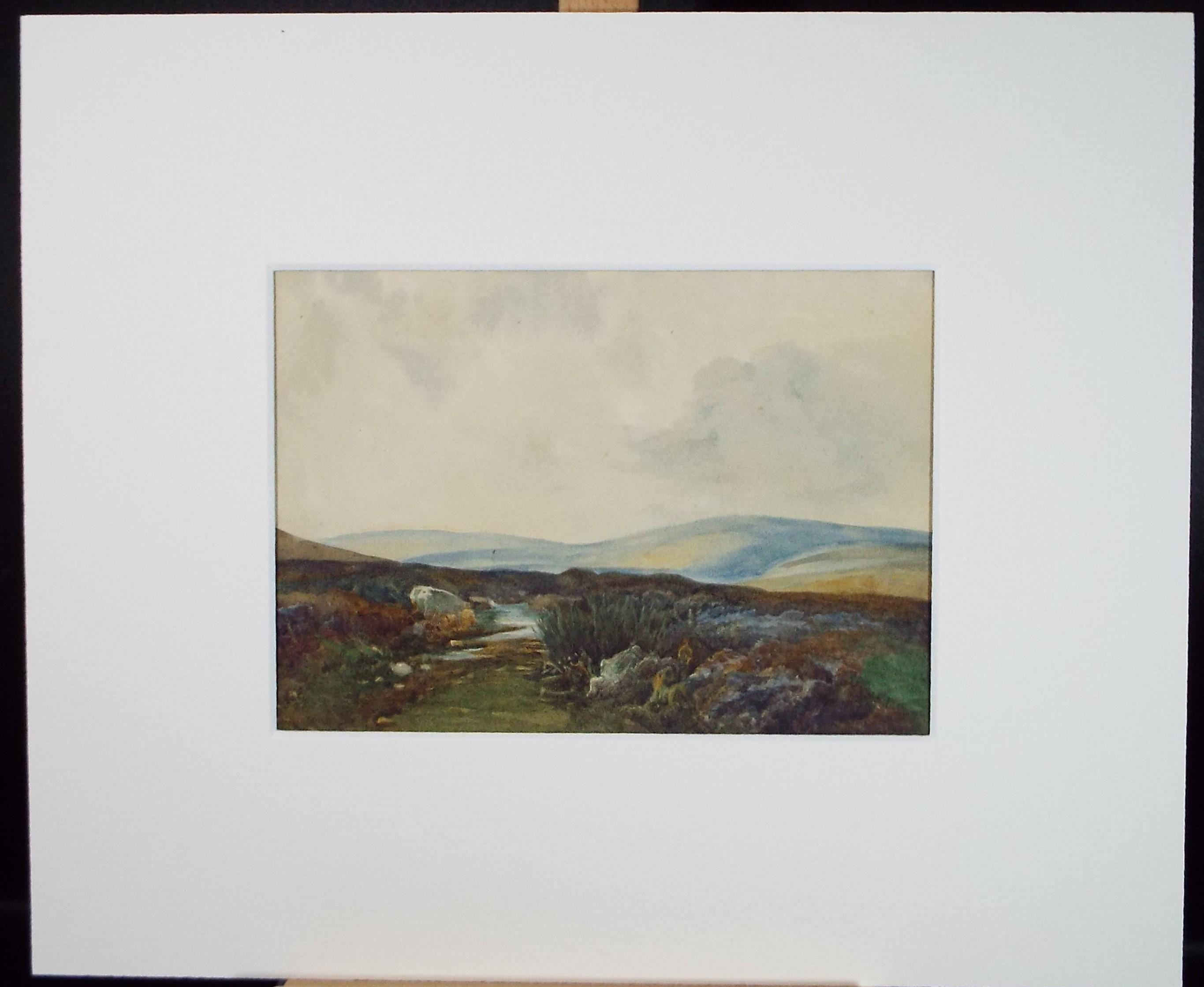 Original Watercolour , 'Moorland Landscape', circa 1890, Artist Unknown