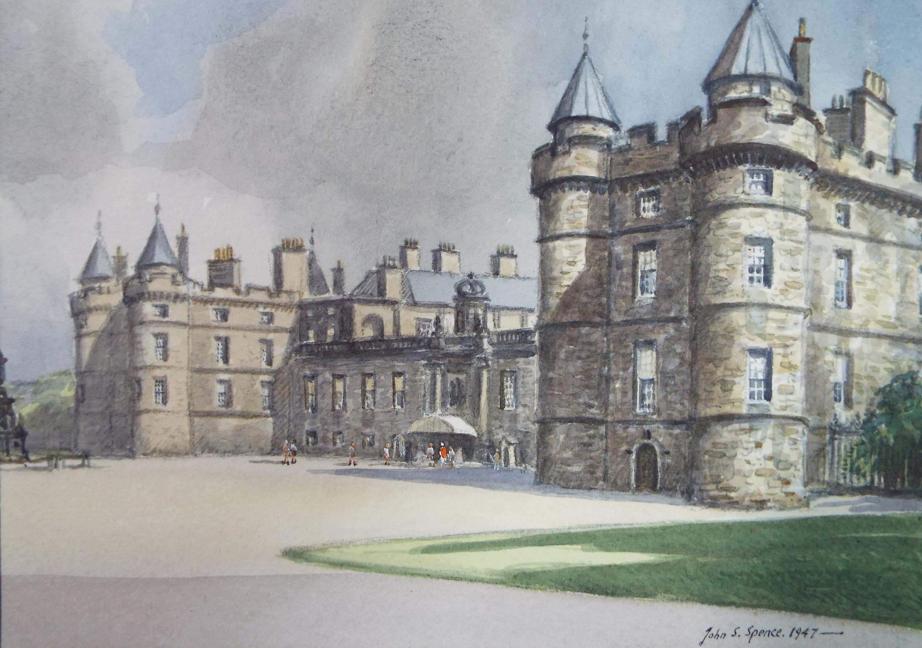 Original Watercolour ,'The Palace of Holyrood House', John S. Spence, Dated 1947