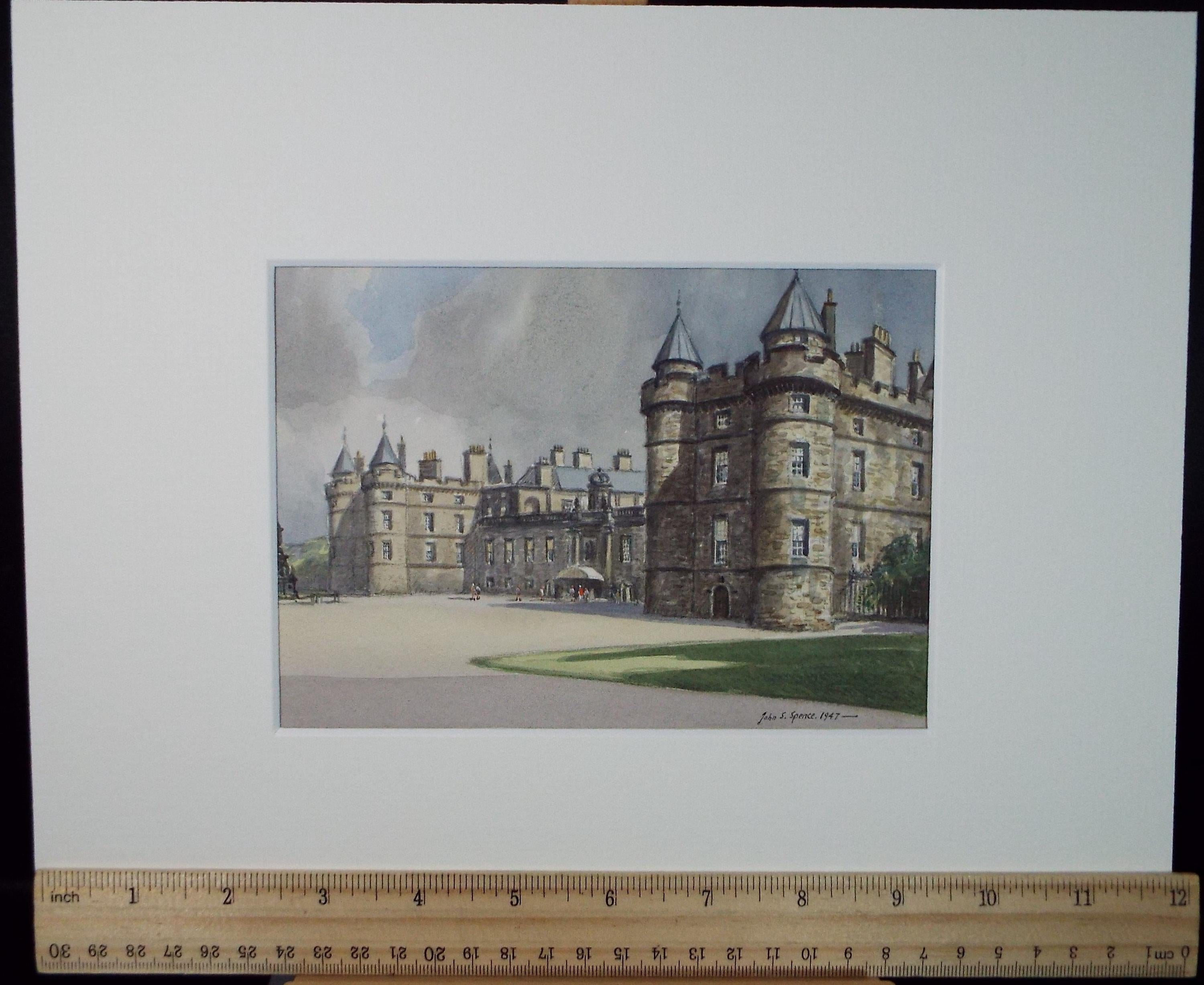 Original Watercolour ,'The Palace of Holyrood House', John S. Spence, Dated 1947