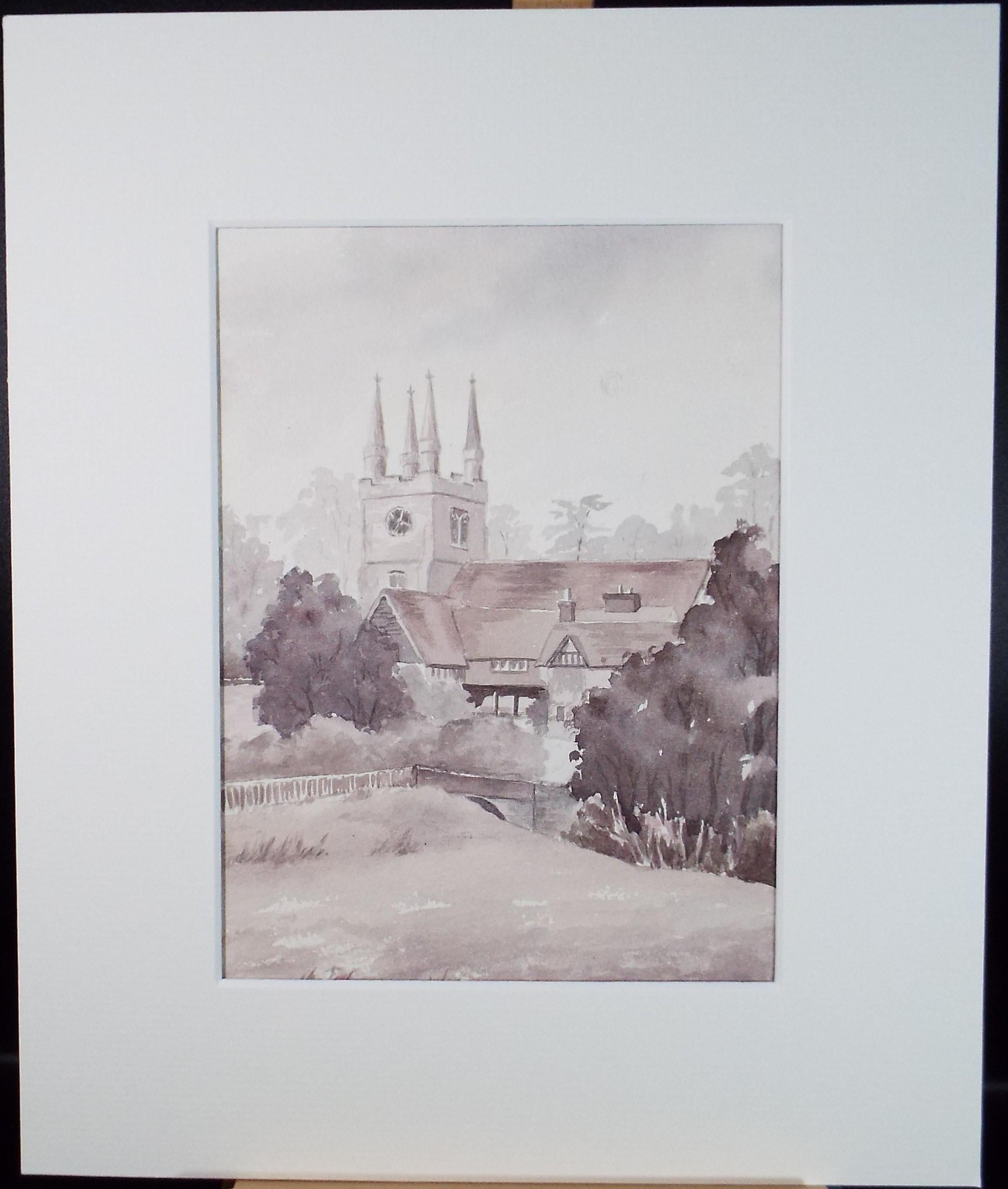 Original Watercolour, 'Sussex Church', Dated 1975, M Saliba