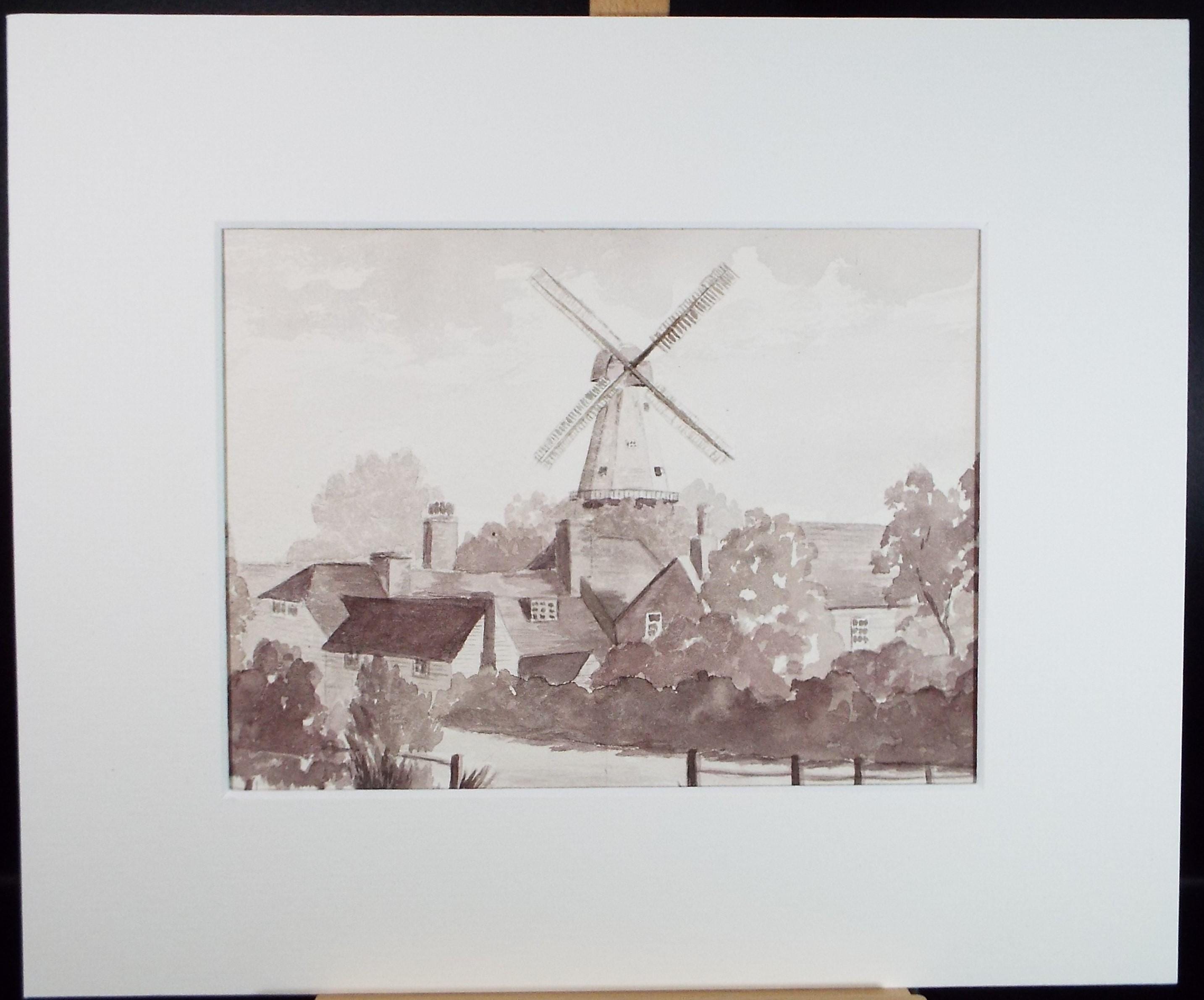 Original Watercolour Drawing, 'Windmill at Cranbrook', Dated 1975, M Saliba