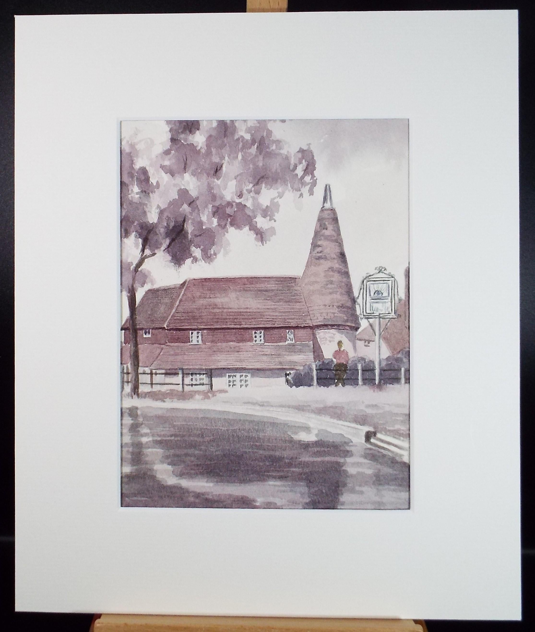 Original Watercolour , 'A Kentish Oast', dated 1976, M Saliba