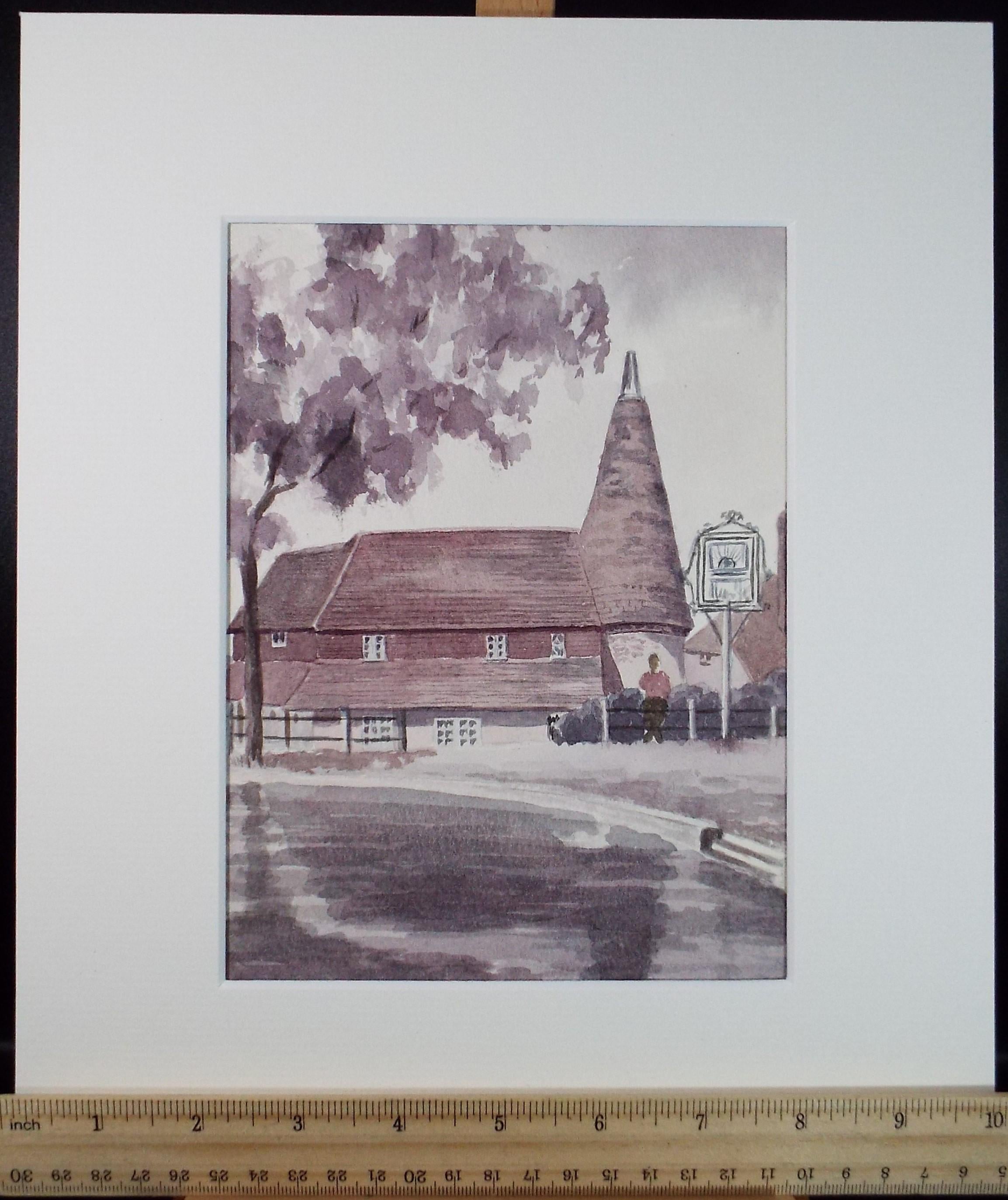 Original Watercolour , 'A Kentish Oast', dated 1976, M Saliba