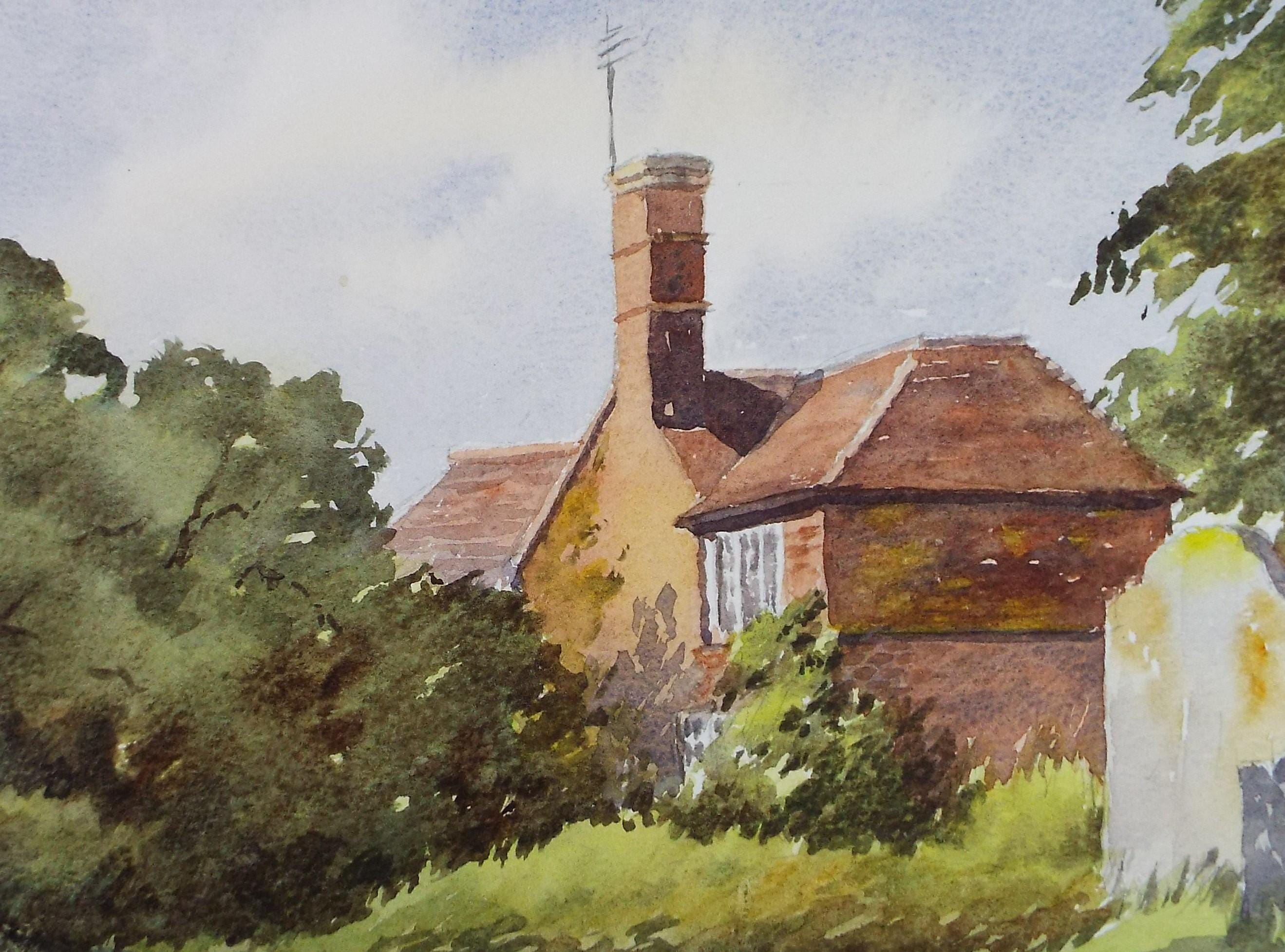 Original Watercolour , 'A Kentish Farmhouse', dated 1993, Artist Unknown