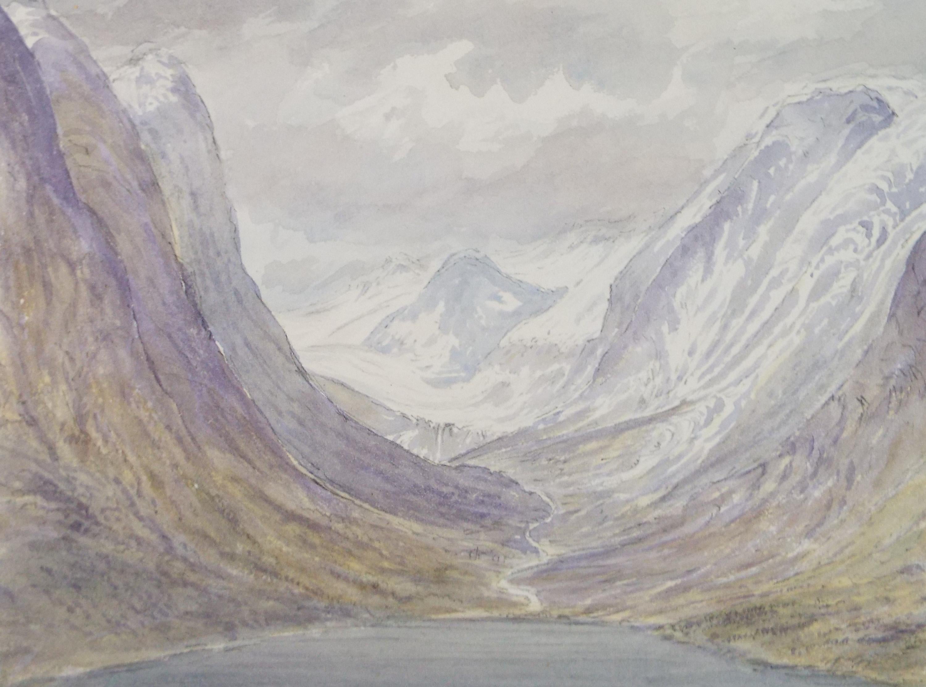 Original Watercolour, 'Jostedal Glacier', Artist Unknown, circa 1930's