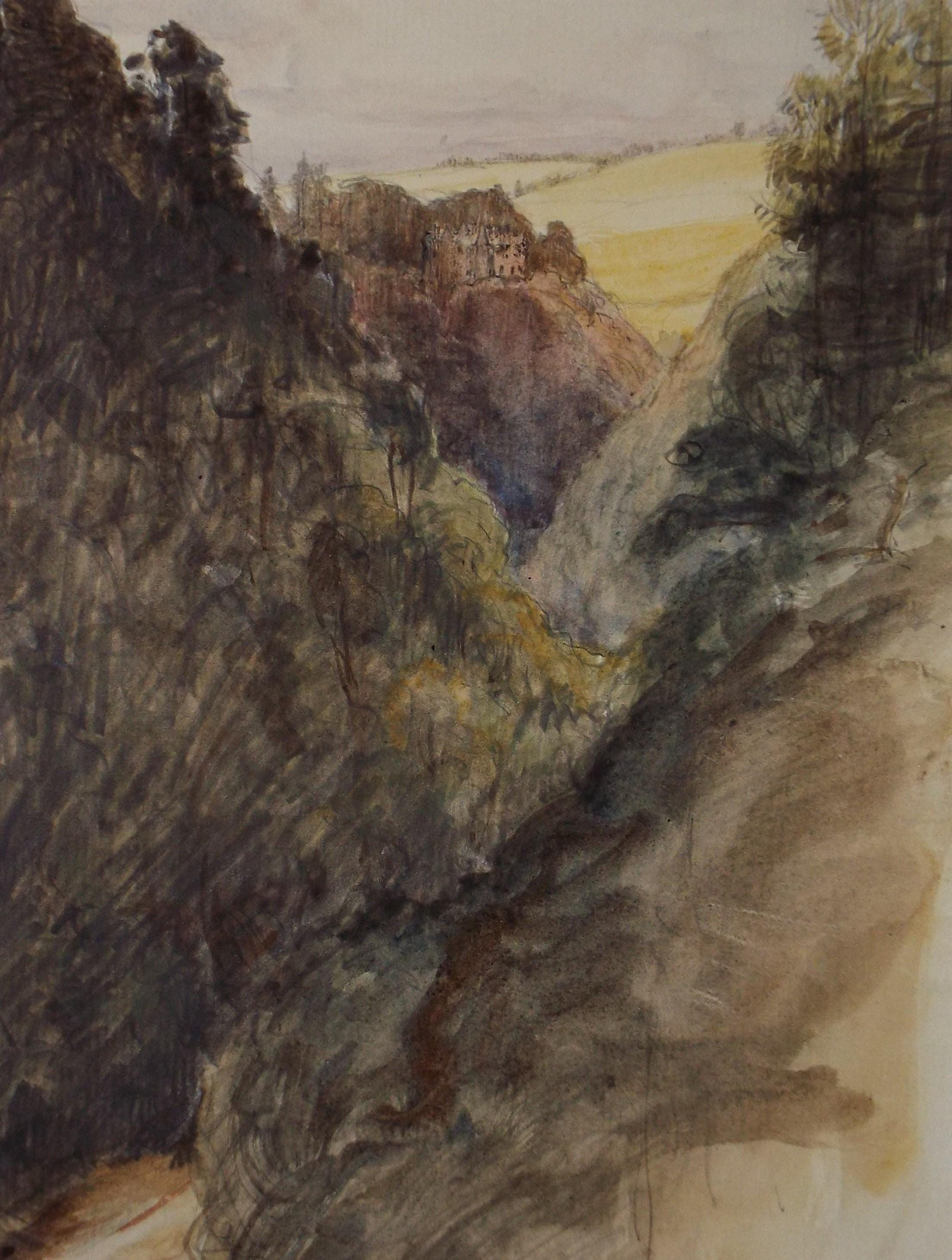 Original Watercolour, 'House in the Valley', Nellie McBryde (exh. 1901), Circa 1900