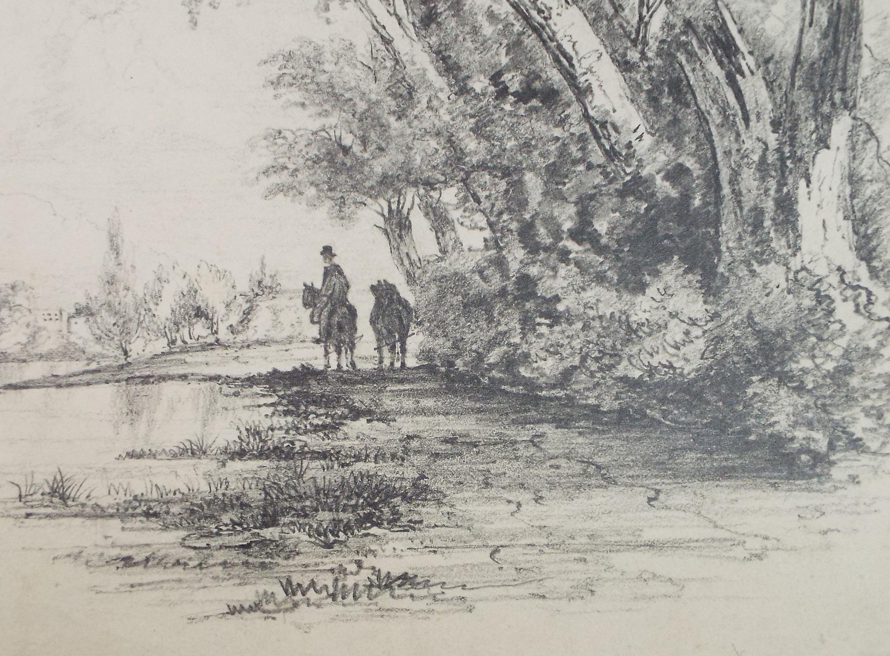 Original Pencil Drawing,' Traveller with Pony',Mid 19th Century, Unknown artist