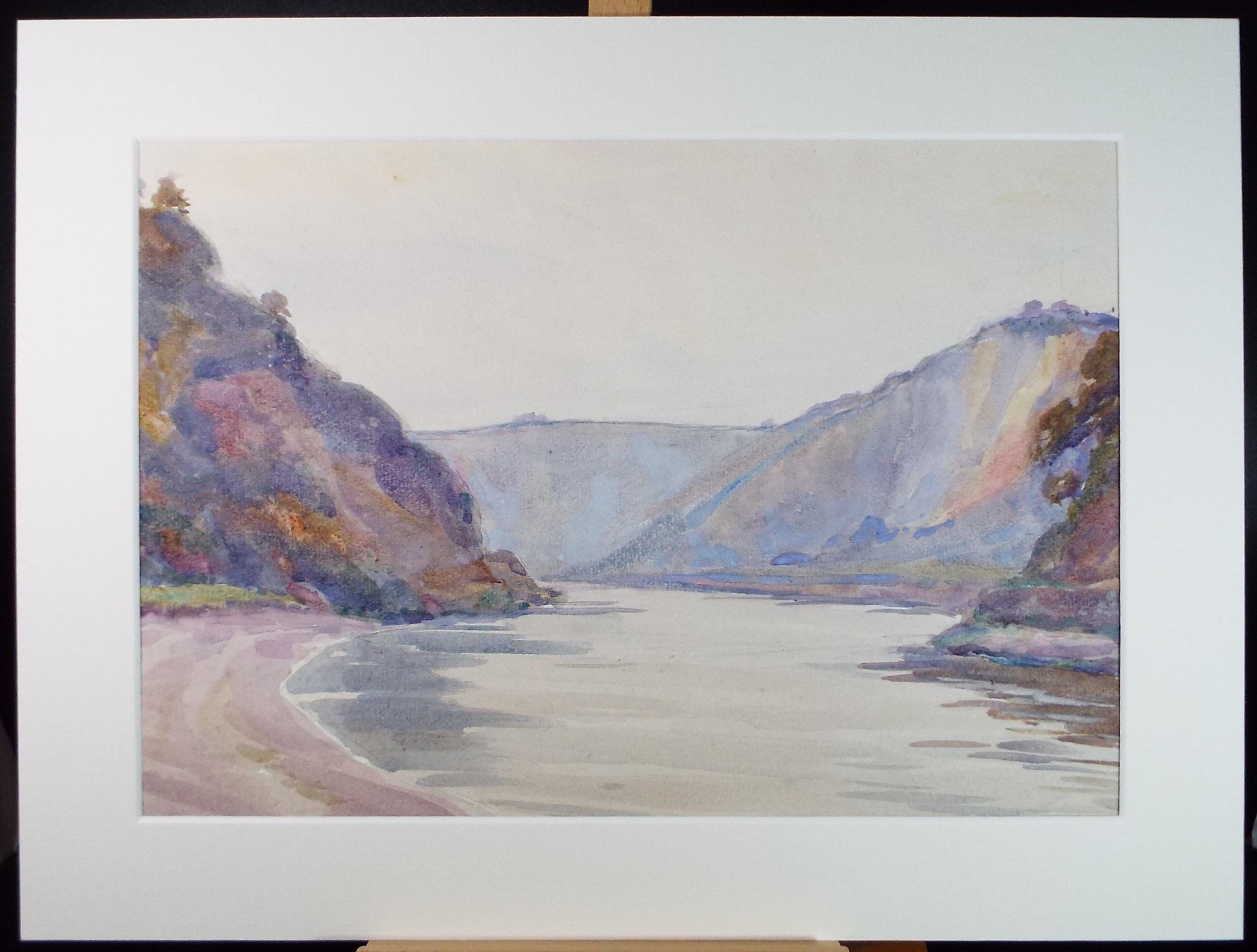 Original Watercolour, 'River Valley', Circa 1920's, Artist Unknown