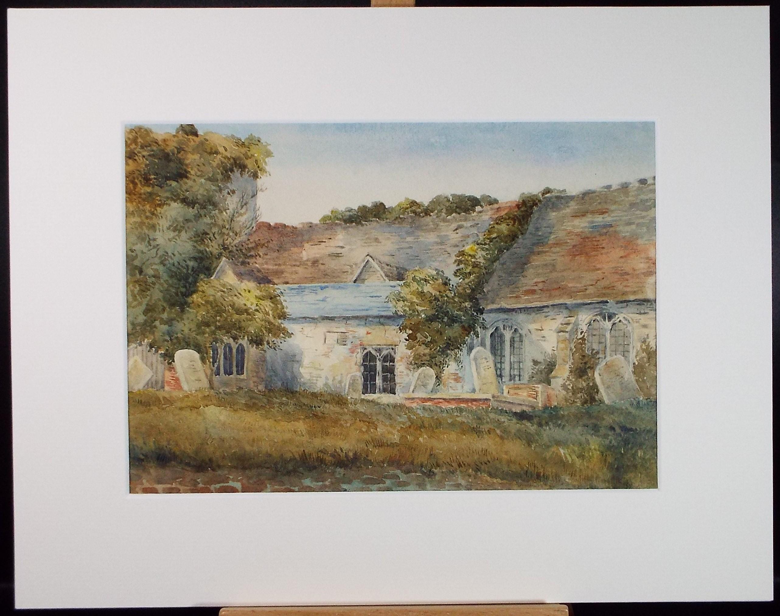 Original Watercolour , 'Ruined Church', Late 19th Century, artist unknown