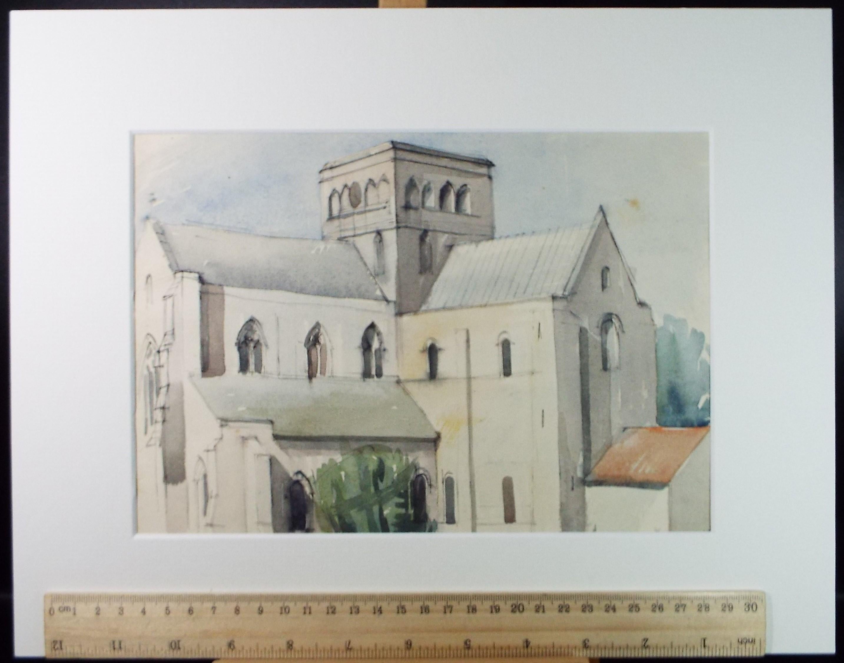 Original Watercolour, 'St Cross Church, Winchester, c1950's, Artist Unknown