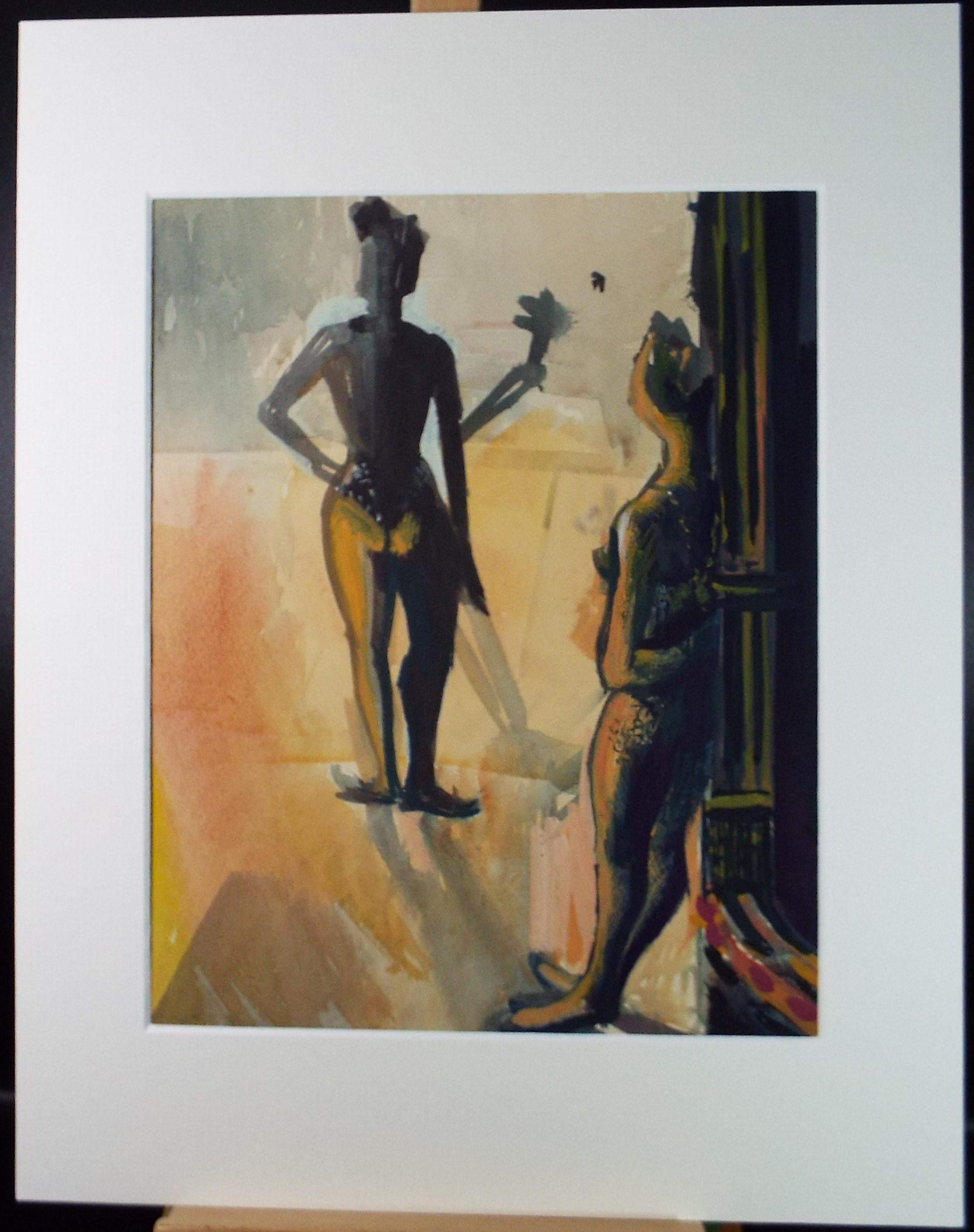 Original Watercolour, 'Figures in the Wings', Artist Unknown, circa 1950's