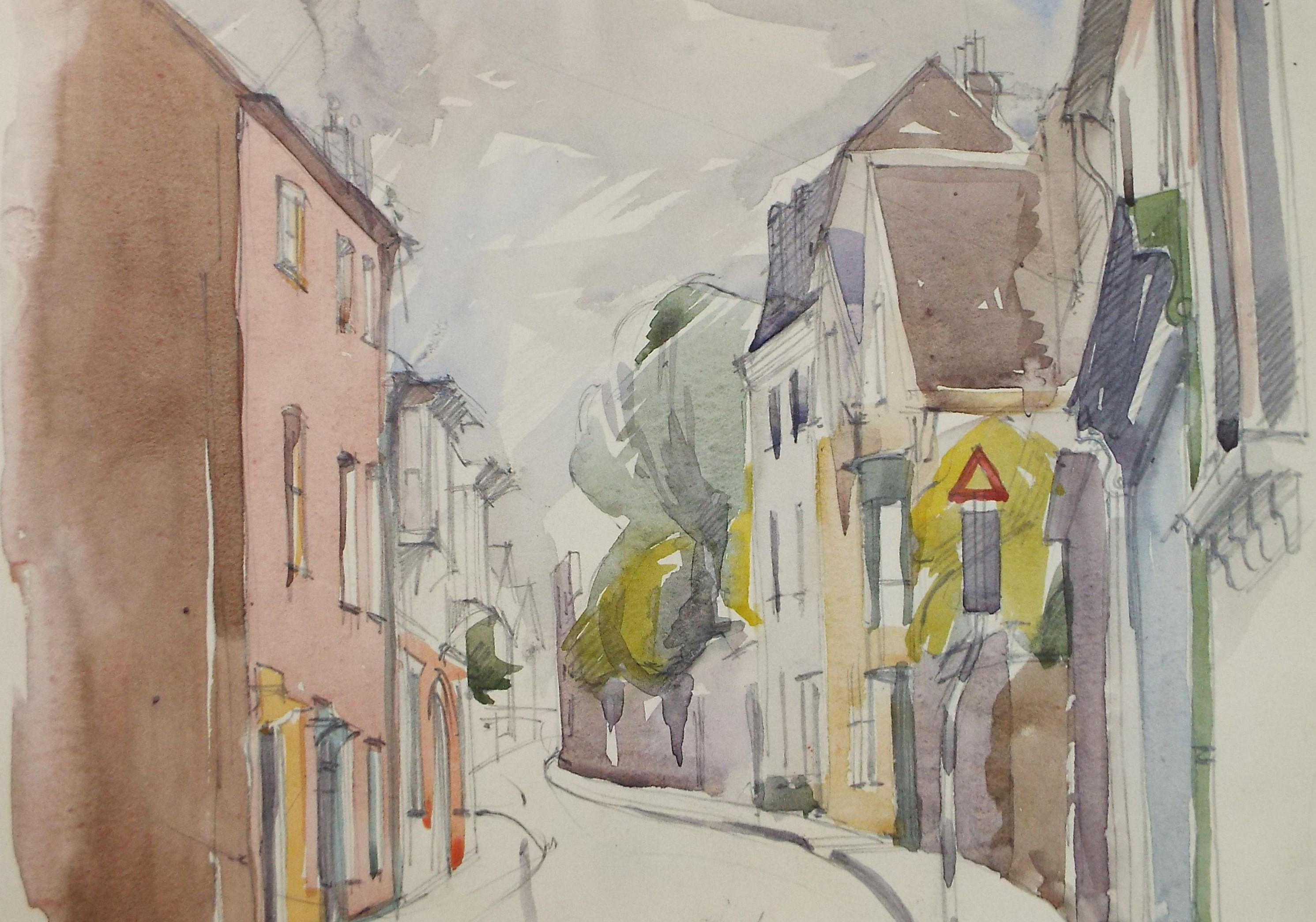 Original Watercolour, 'Street Scene', Circa 1950's, artist Unknown