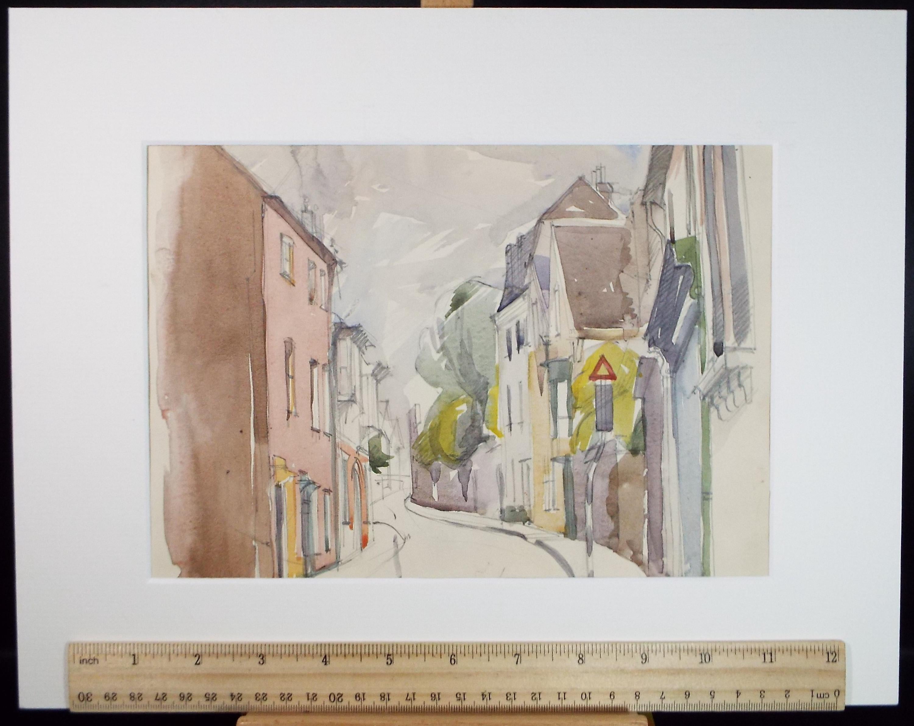 Original Watercolour, 'Street Scene', Circa 1950's, artist Unknown