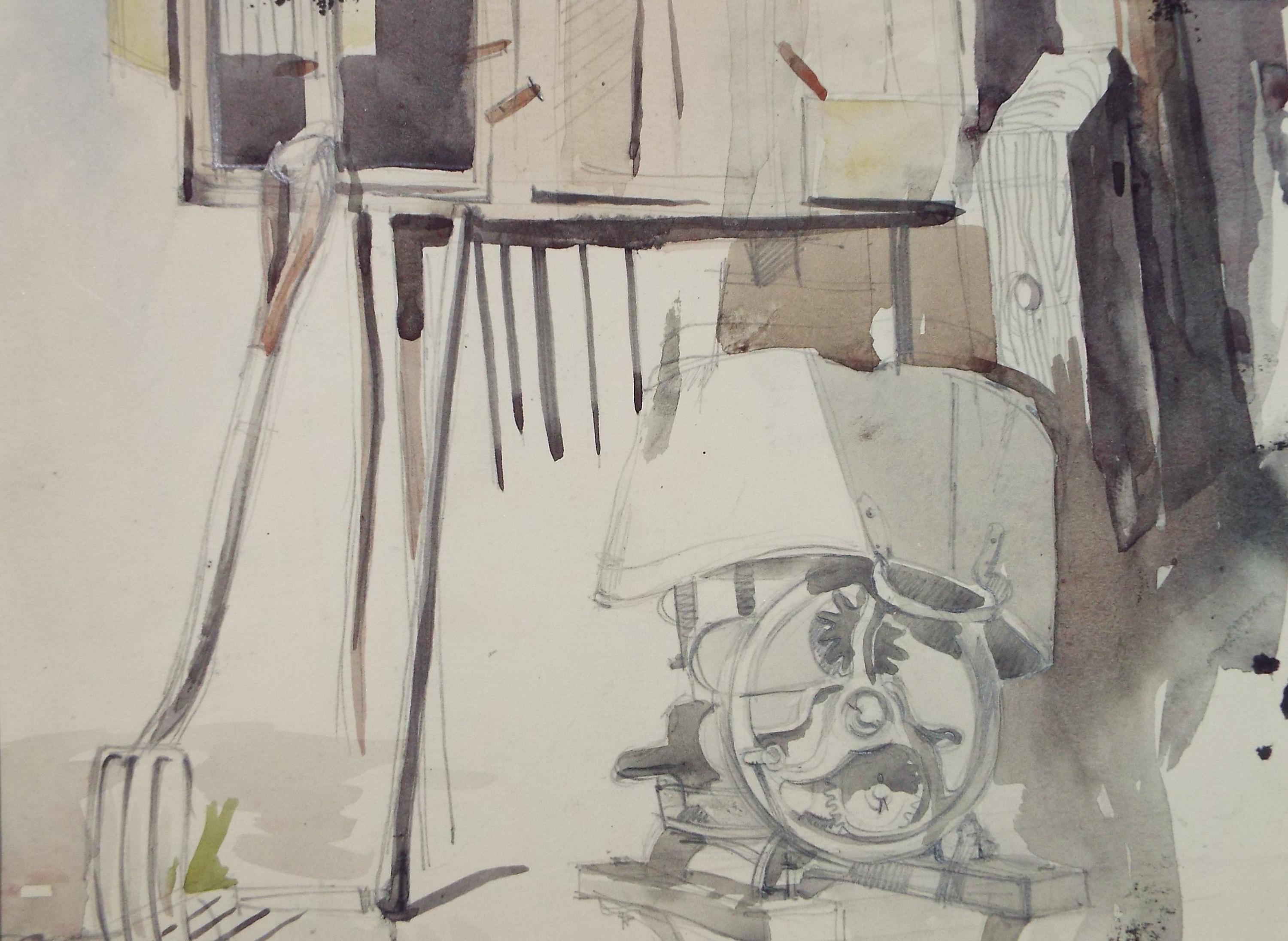 Original Watercolour, 'Tool Shed', Circa 1950's, Artist Unknown