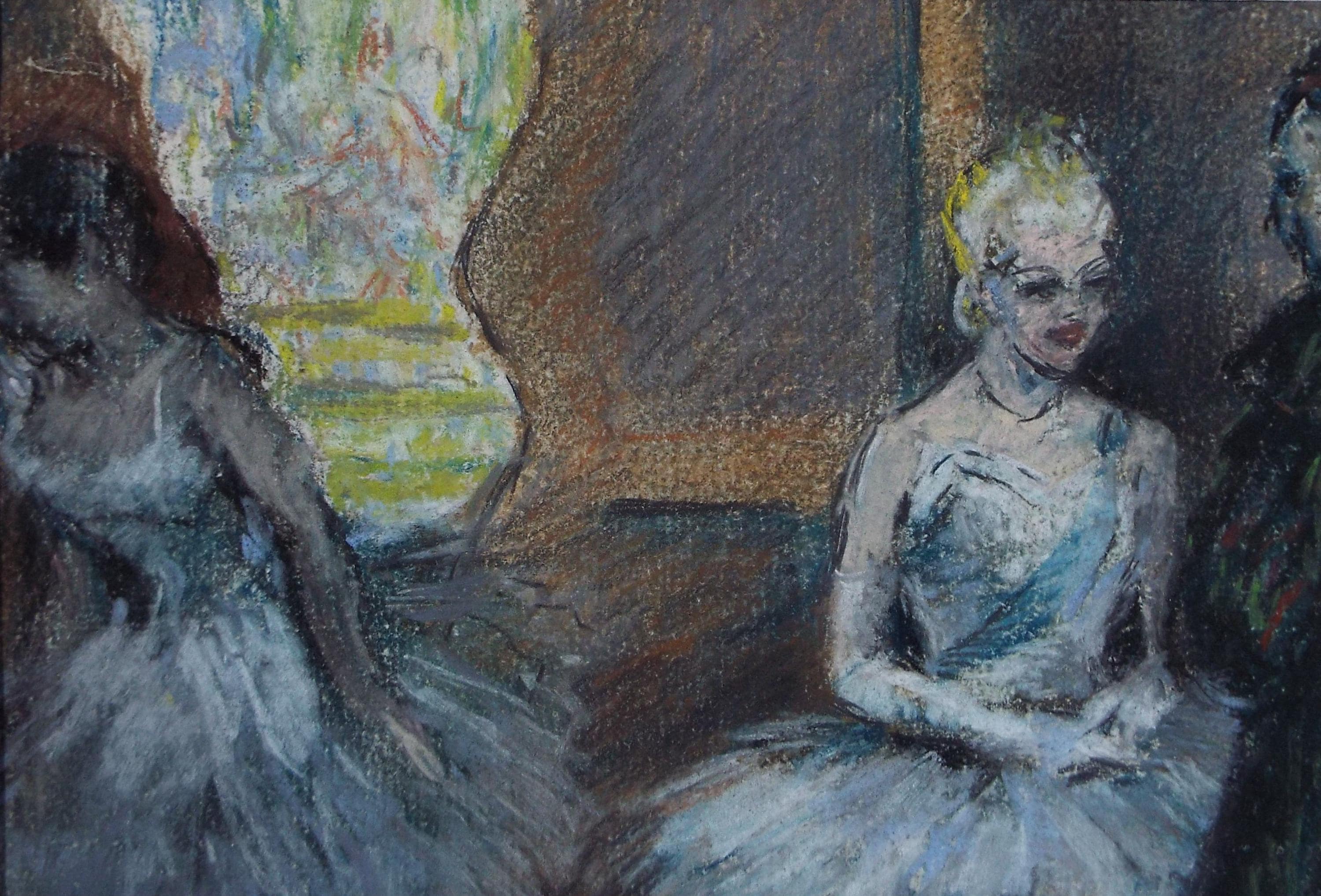 Original Pastel on Paper, 'Ballerinas (after Degas)', Artist Unknown, Circa 1960's