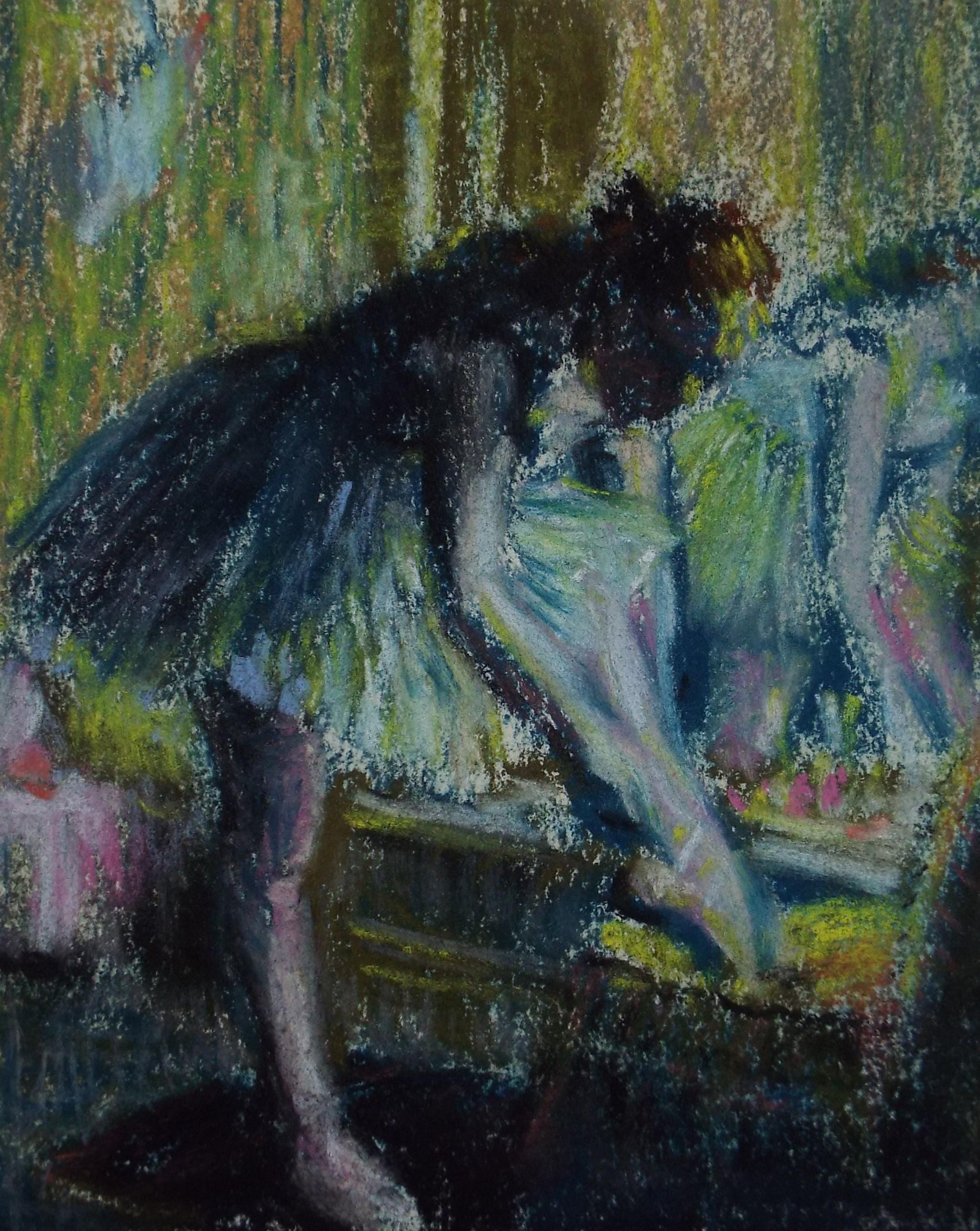 Original Pastel on Paper, 'Ballerinas (after Degas)', Artist Unknown, Circa 1960's