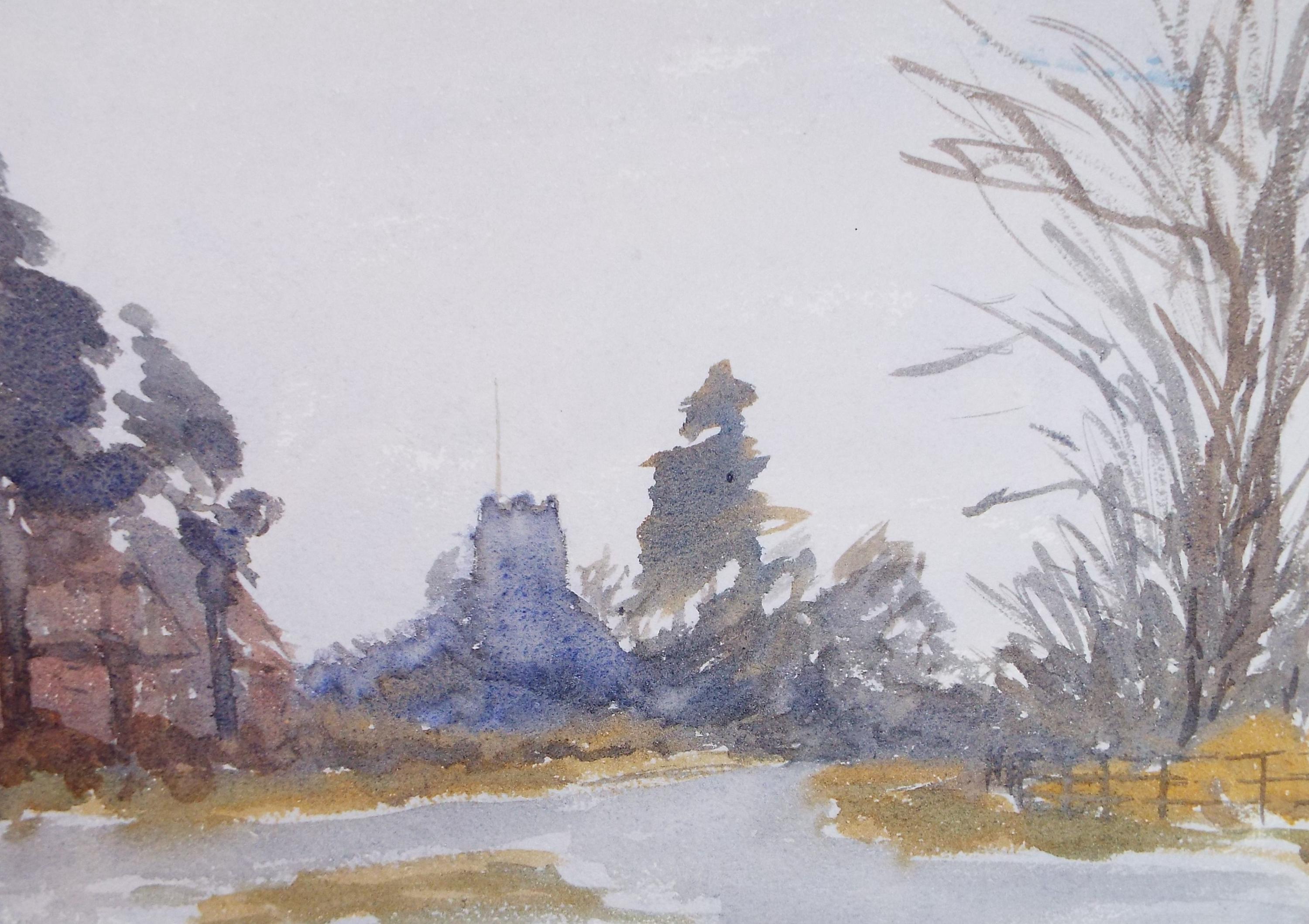 Original Watercolour, 'Wolfeston Church', circa 1950's, Artist Unknown