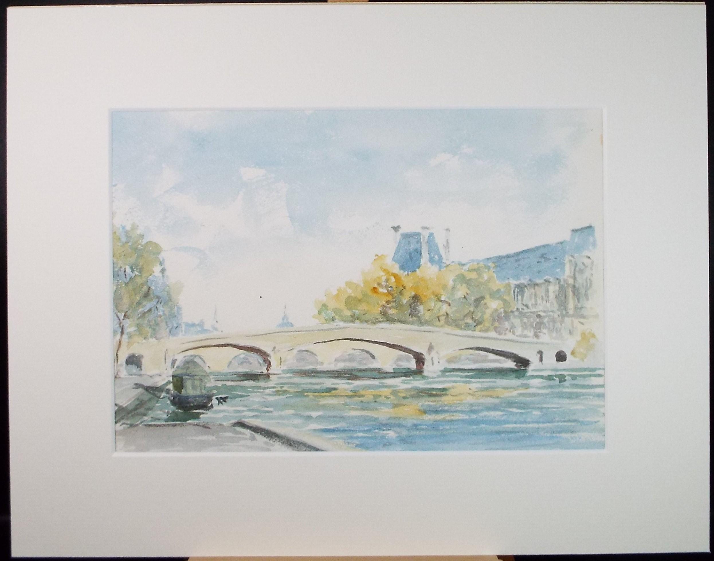 Original Watercolour, 'Pont Royale', Circa 1950's, Artist Unknown