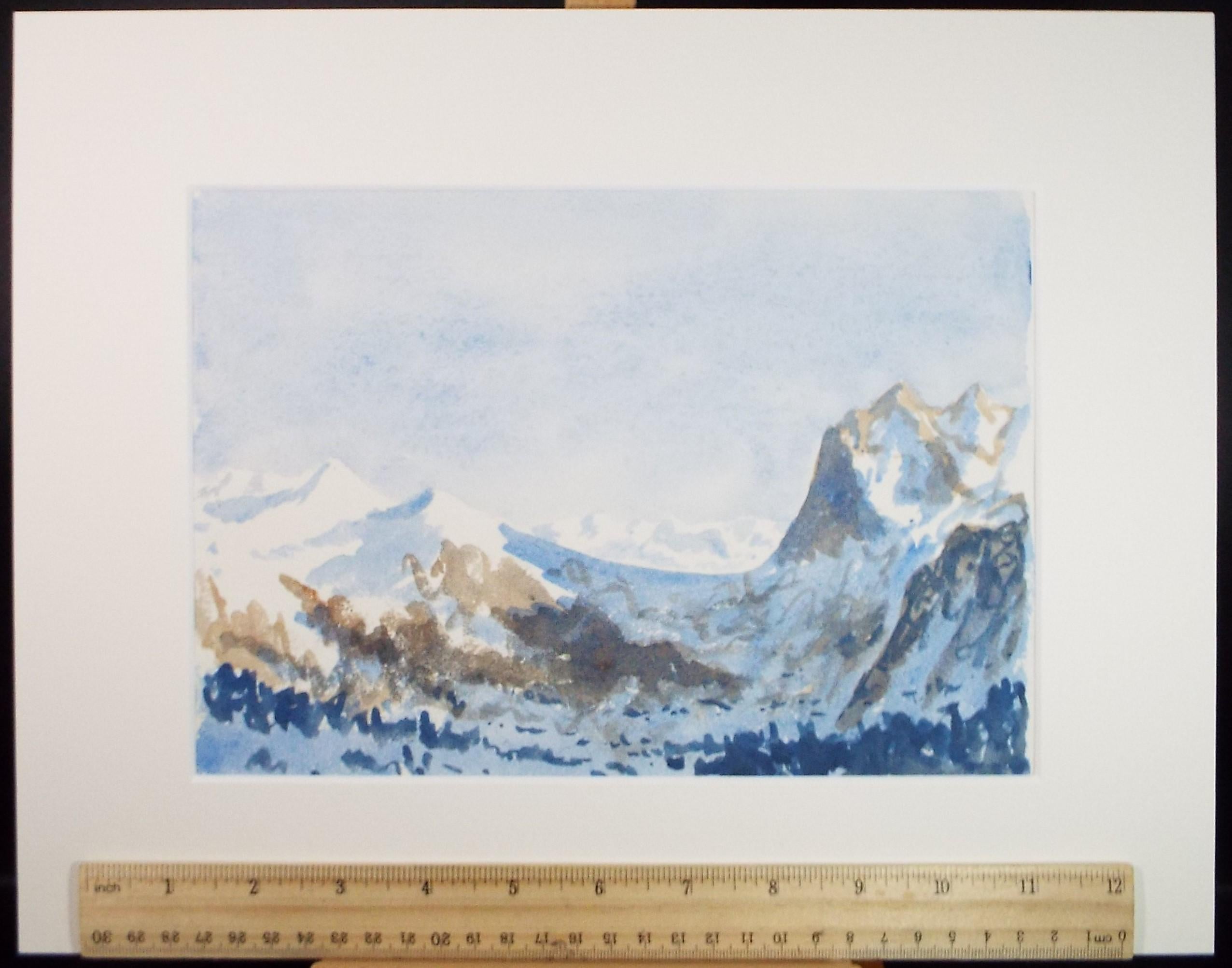 Original Watercolour, 'The Wetterhorn', Artist Unknown, circa 1950's