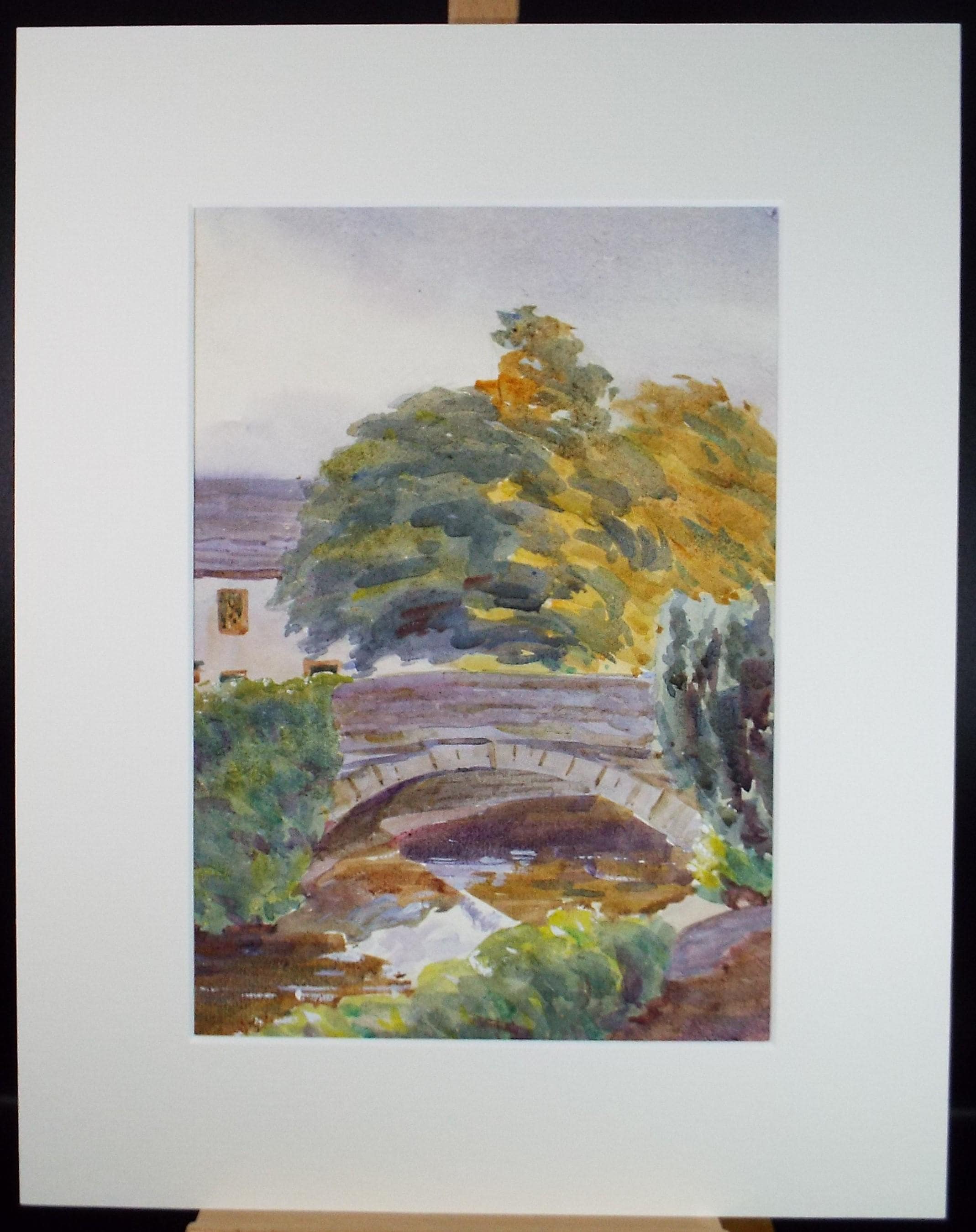 Original watercolour, 'stone Bridge', Circa 1920's, Artist Unknown