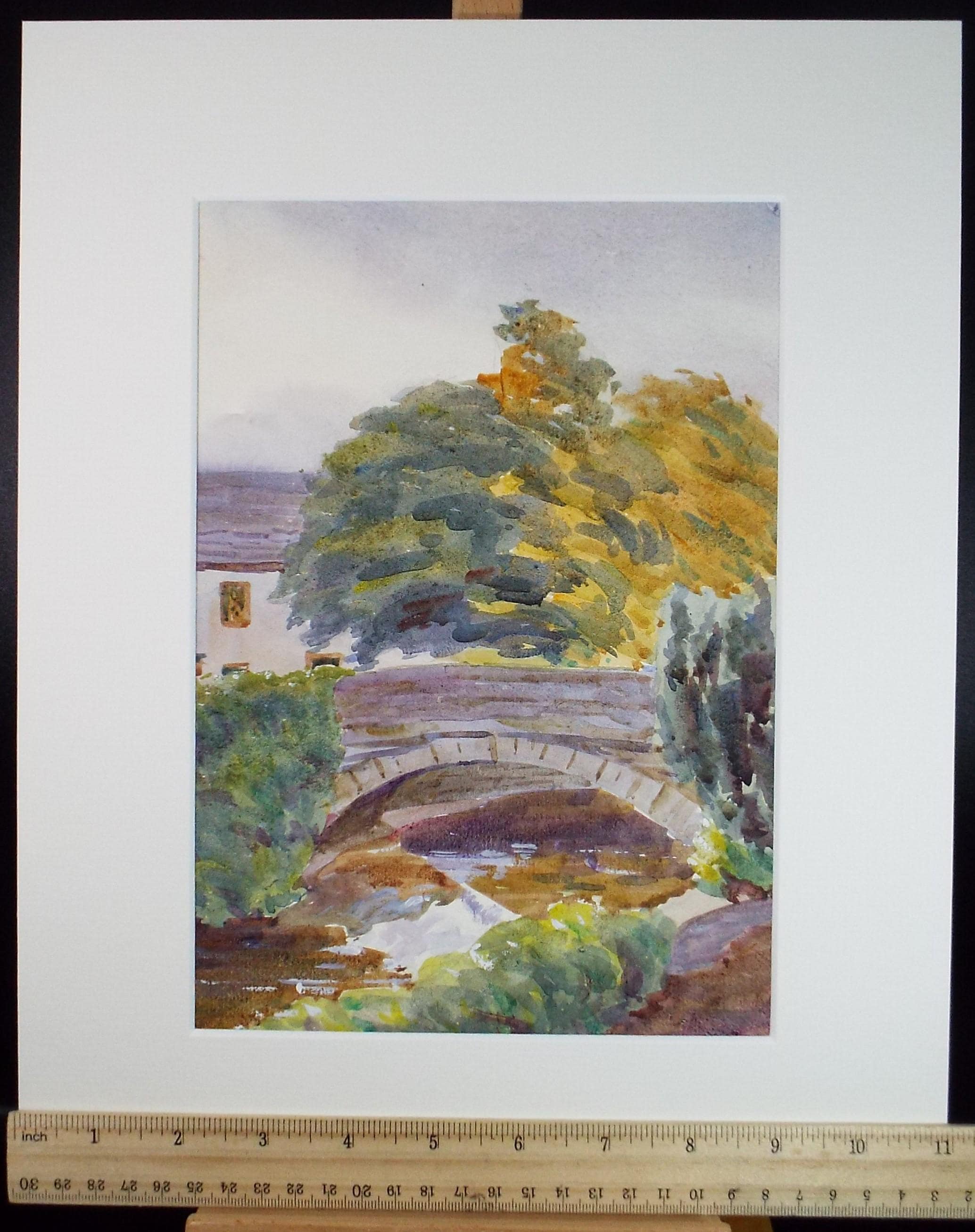 Original watercolour, 'stone Bridge', Circa 1920's, Artist Unknown