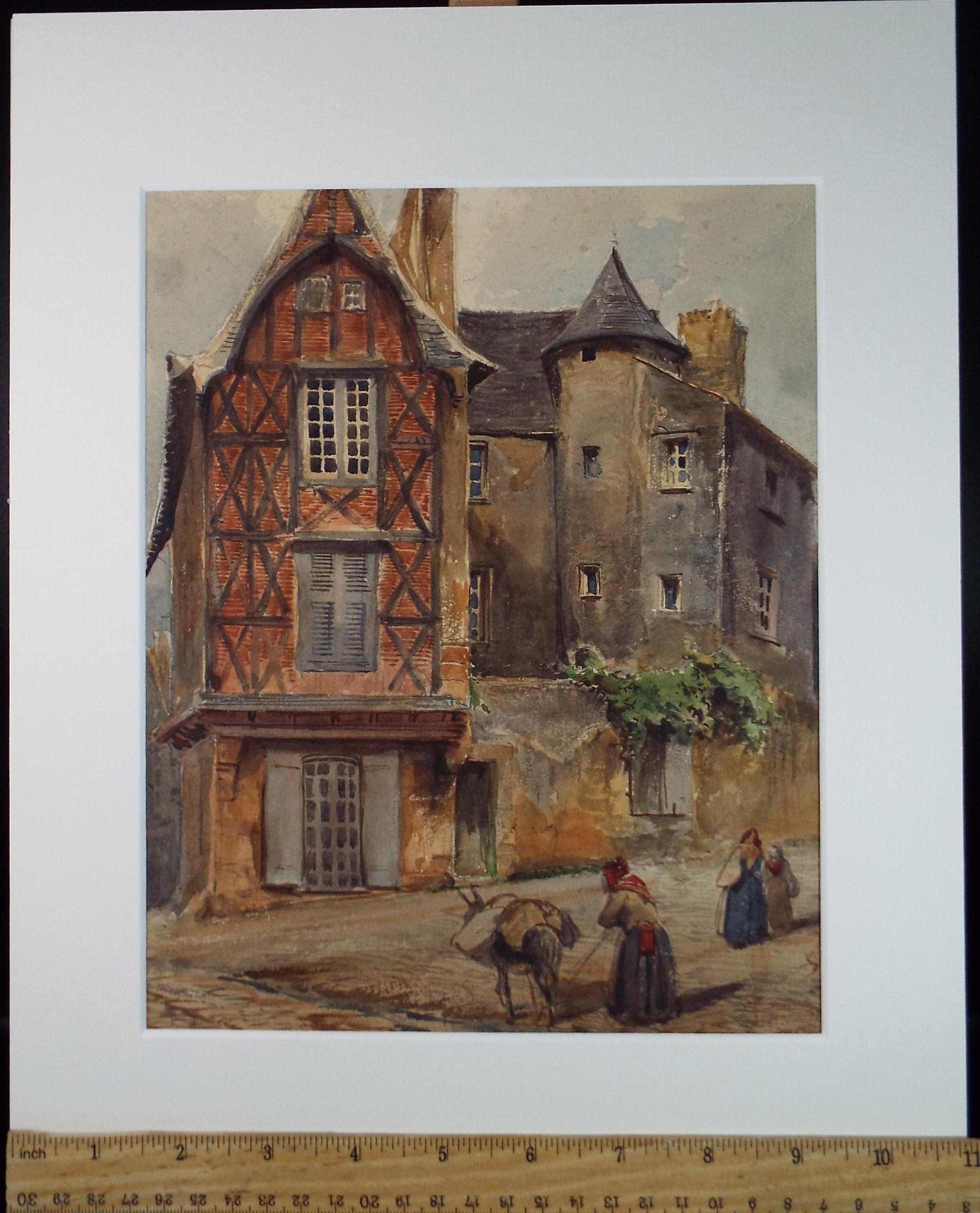 Original Watercolour 'Continental Streetscape',Late 19th Century, artist unknown